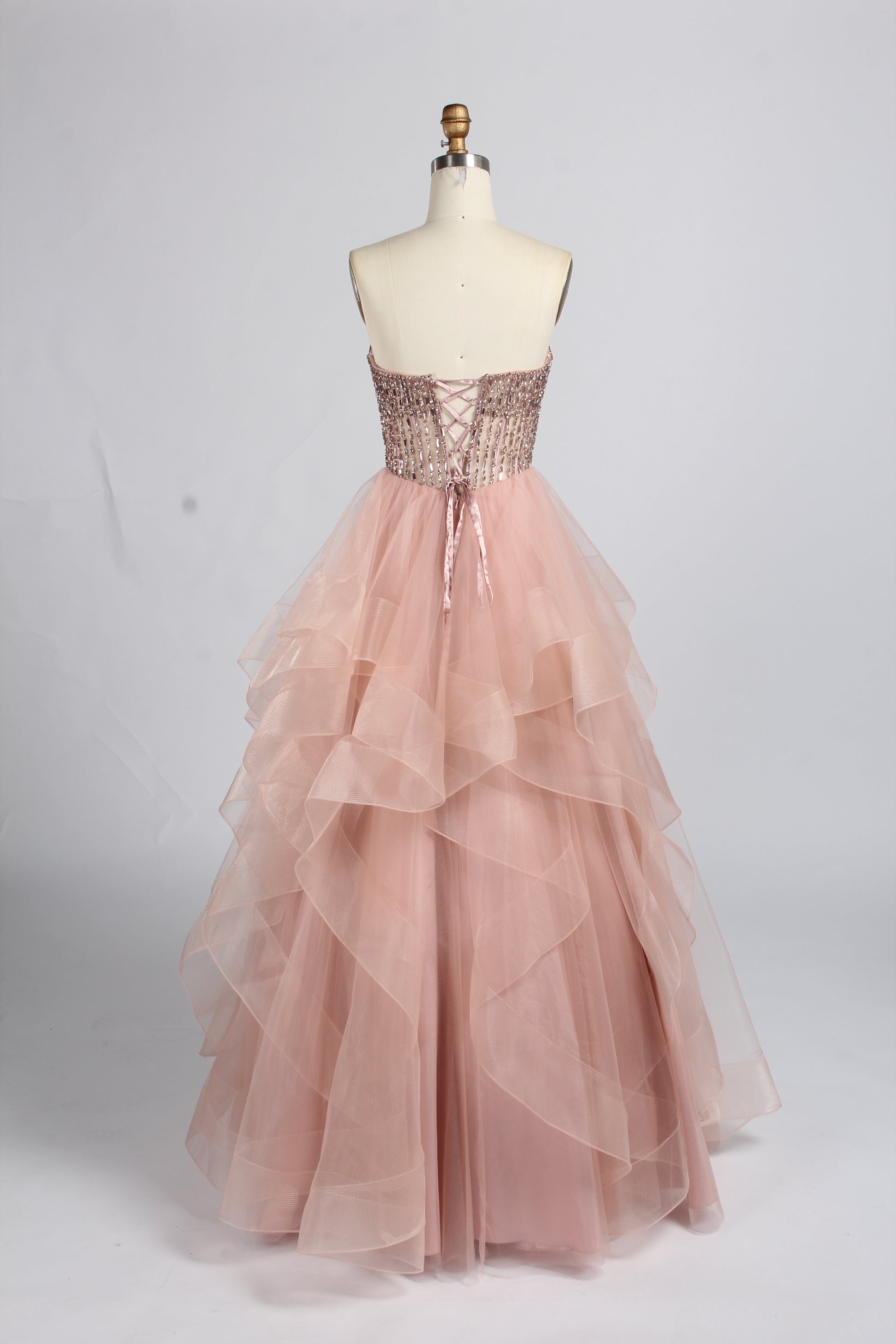 Wholesale Pink Sequin Tiered Ball Gown