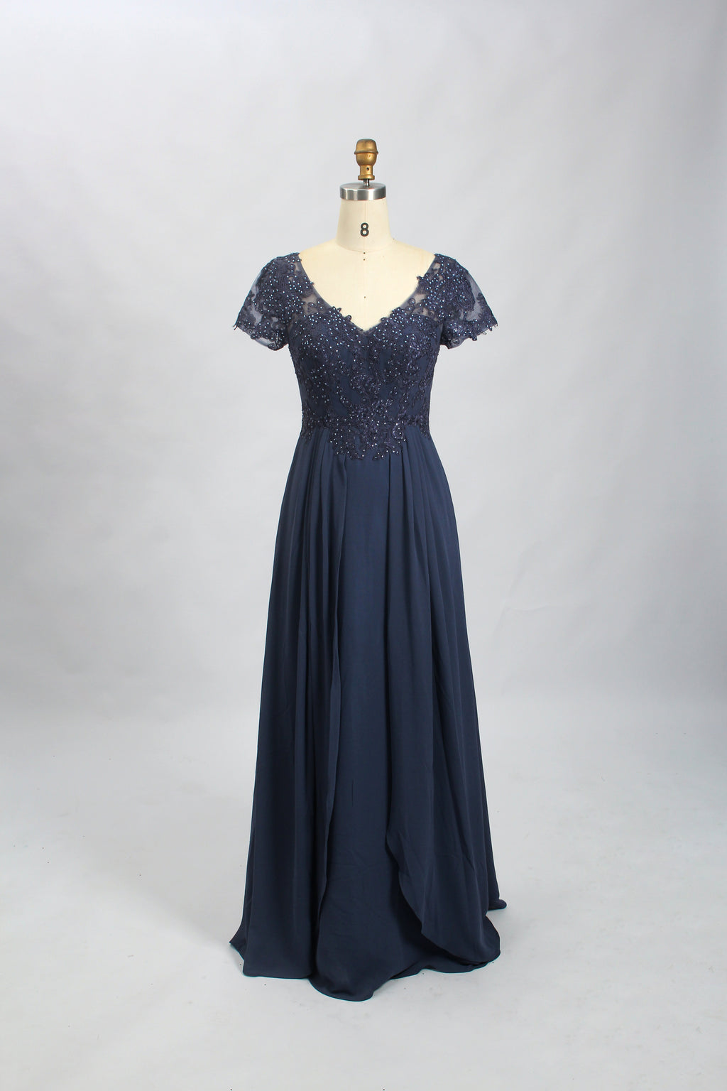 Wholesale Navy Beaded-Lace Mother-of-the-Bride Gown 32699