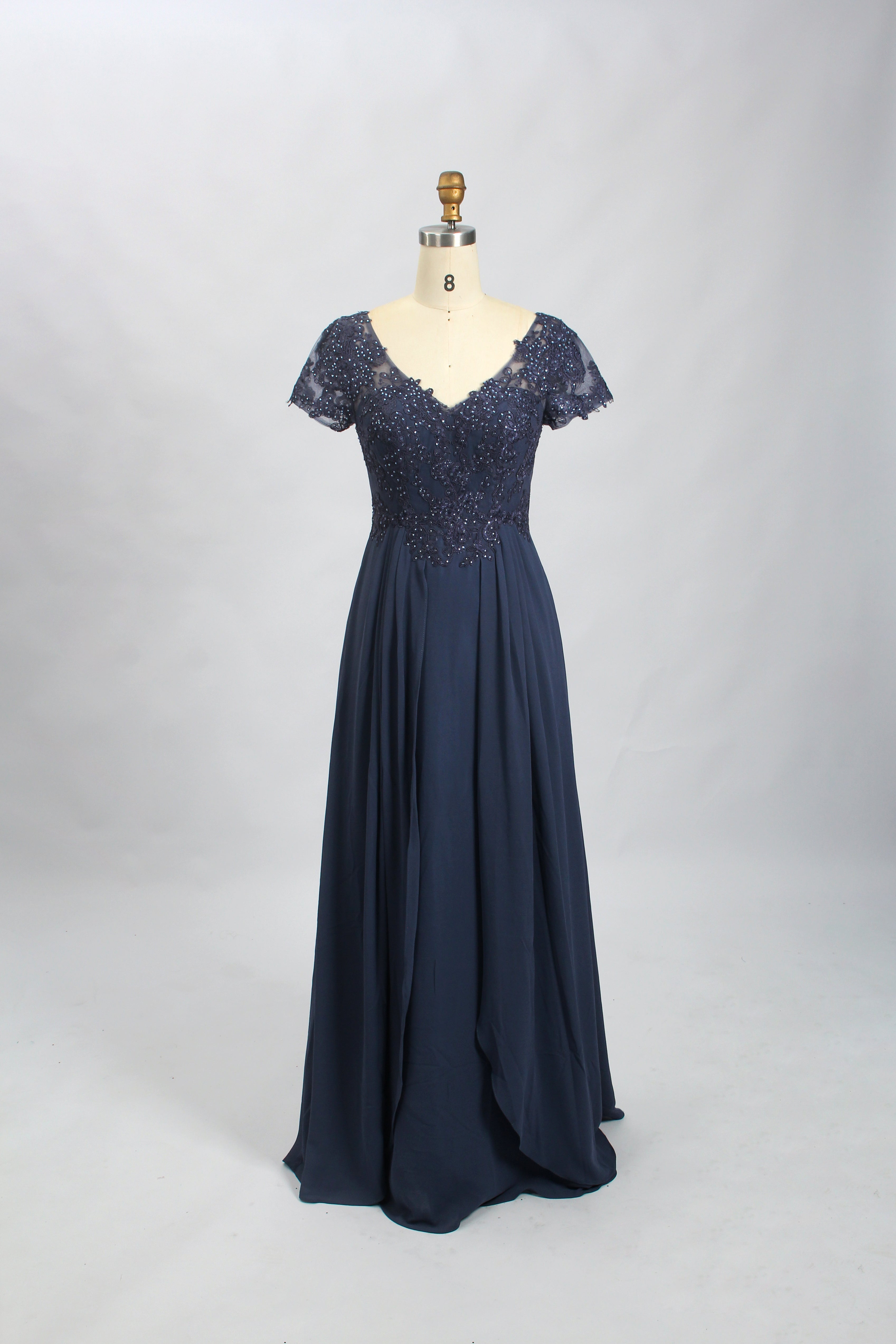 Wholesale Navy Beaded-Lace Mother-of-the-Bride Gown 32699