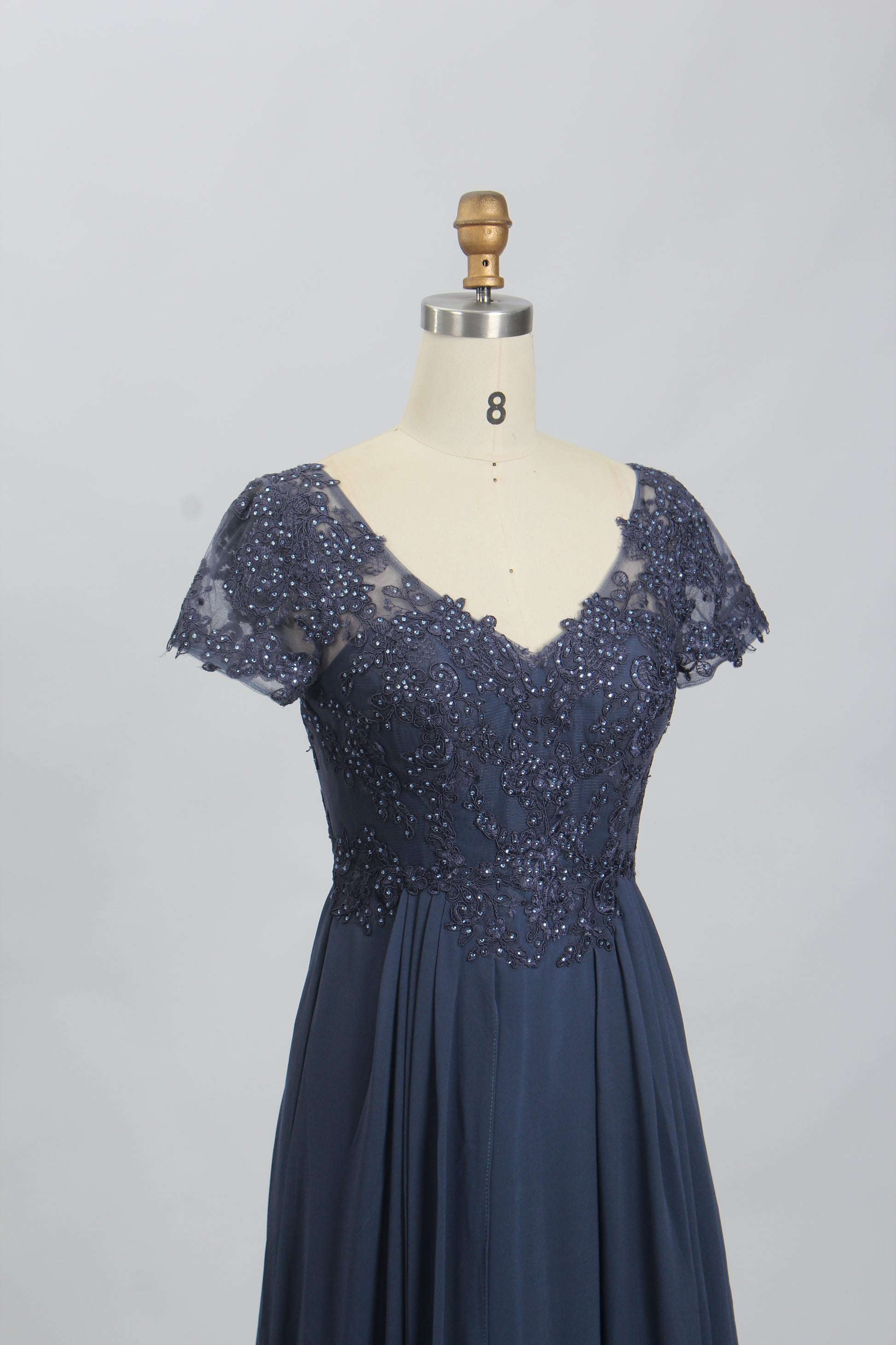 Wholesale Navy Beaded-Lace Mother-of-the-Bride Gown 32699