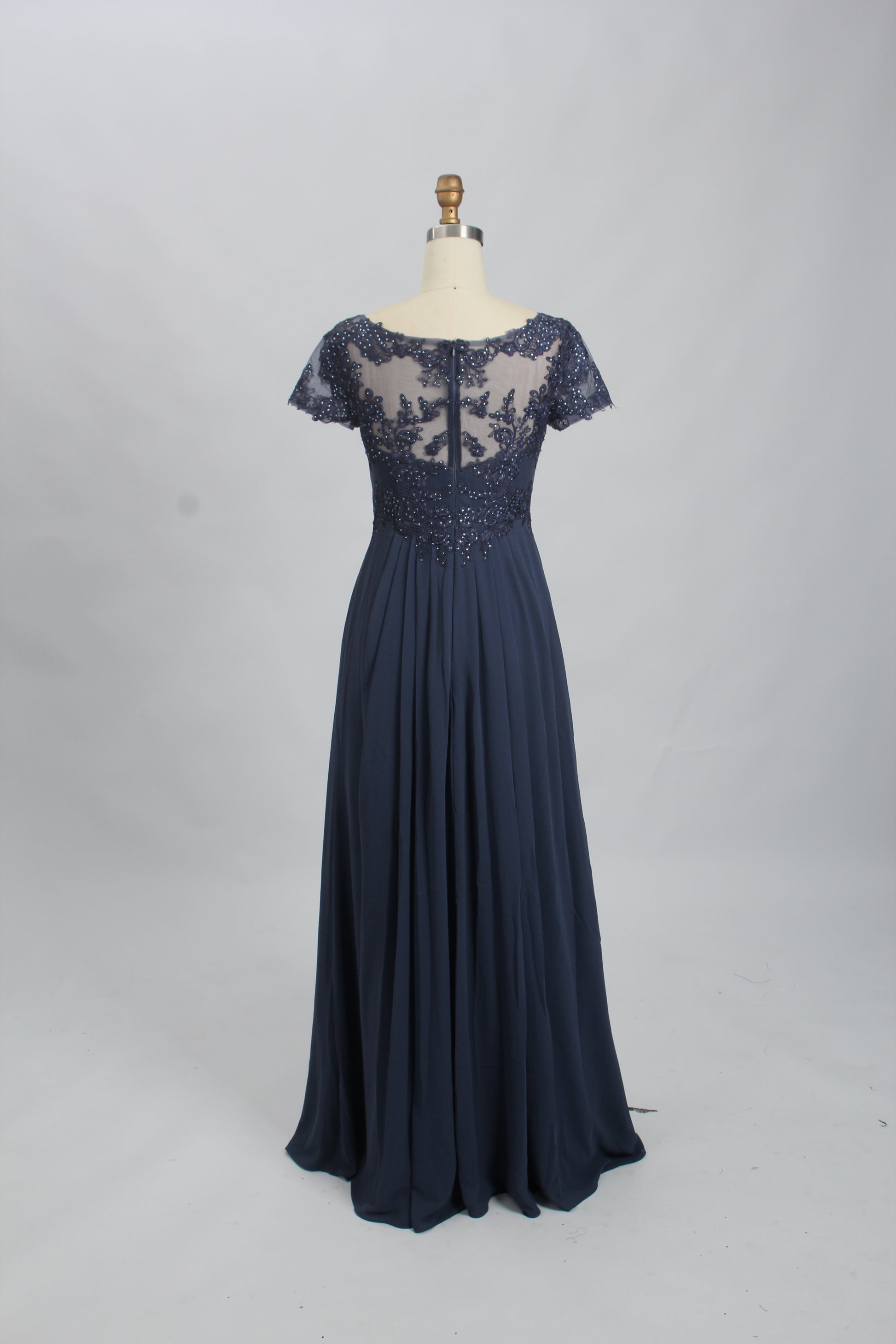 Wholesale Navy Beaded-Lace Mother-of-the-Bride Gown 32699