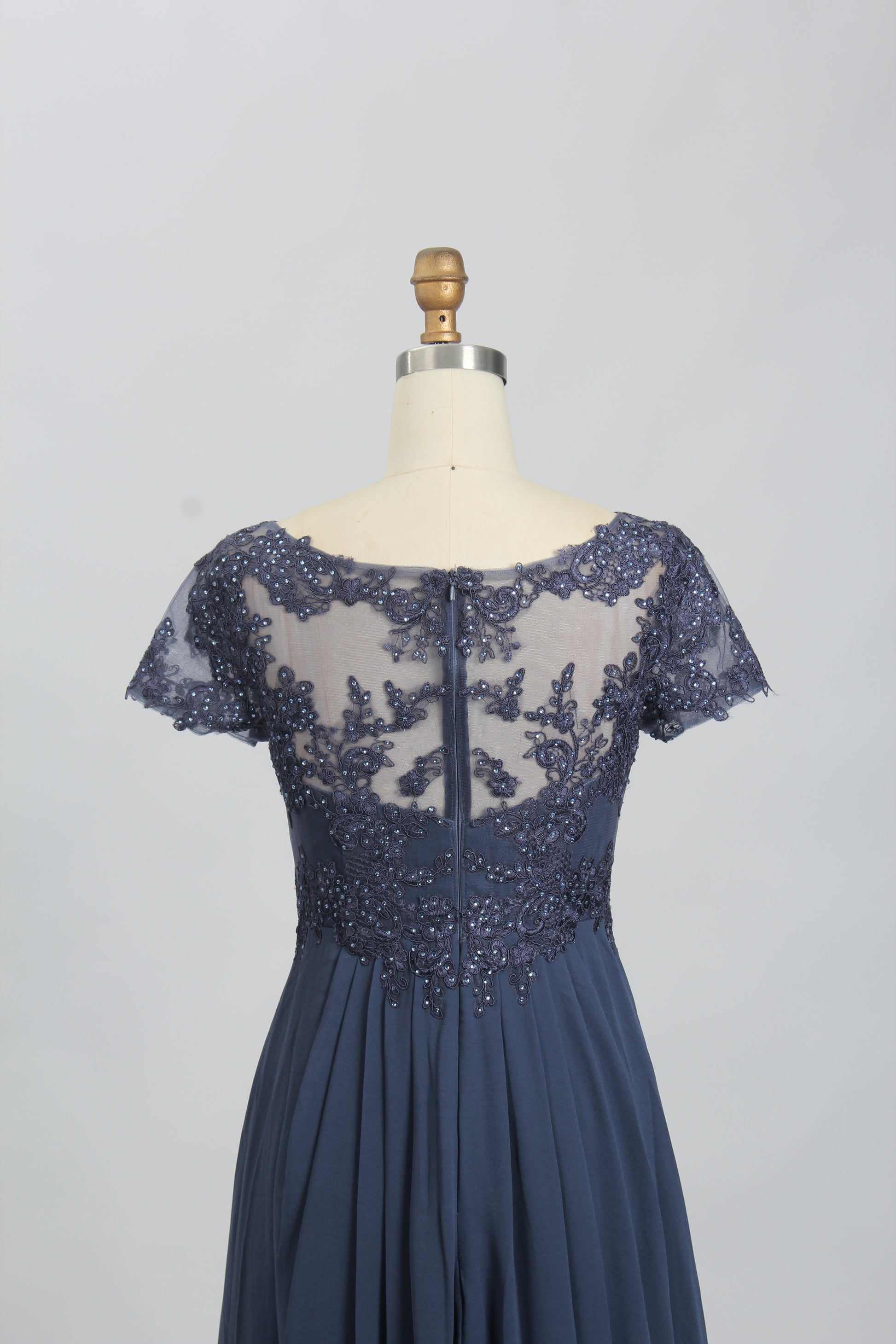 Wholesale Navy Beaded-Lace Mother-of-the-Bride Gown 32699