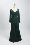 Wholesale Emerald Lace-Sleeve Mother-of-the-Bride Gown 32700
