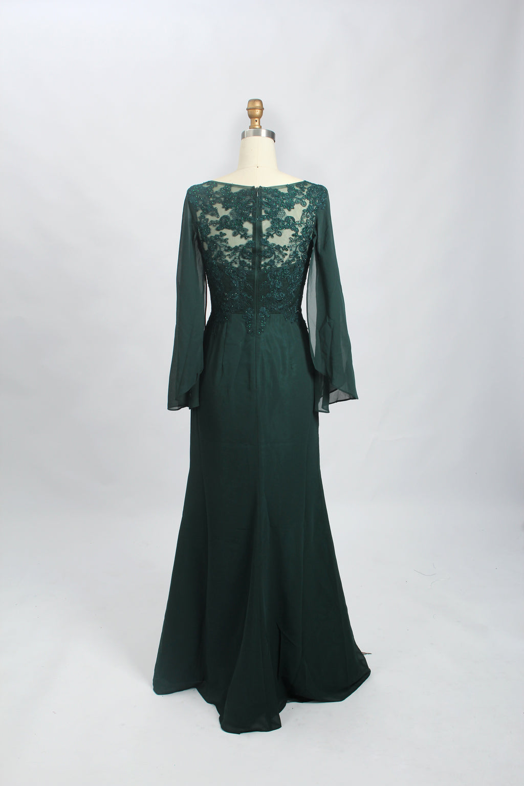 Wholesale Emerald Lace-Sleeve Mother-of-the-Bride Gown 32700