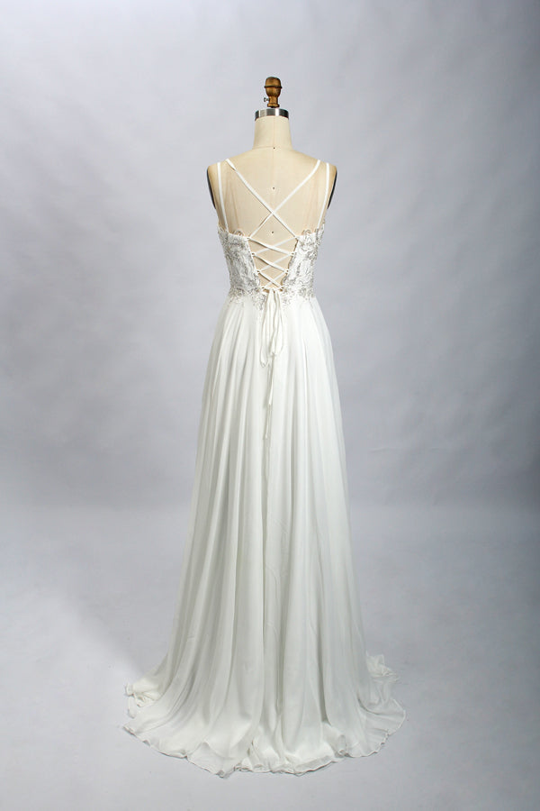 Wholesale Navy Blue Sequin Prom Dress - Criss - Cross Back Chiffon Gown 32702
