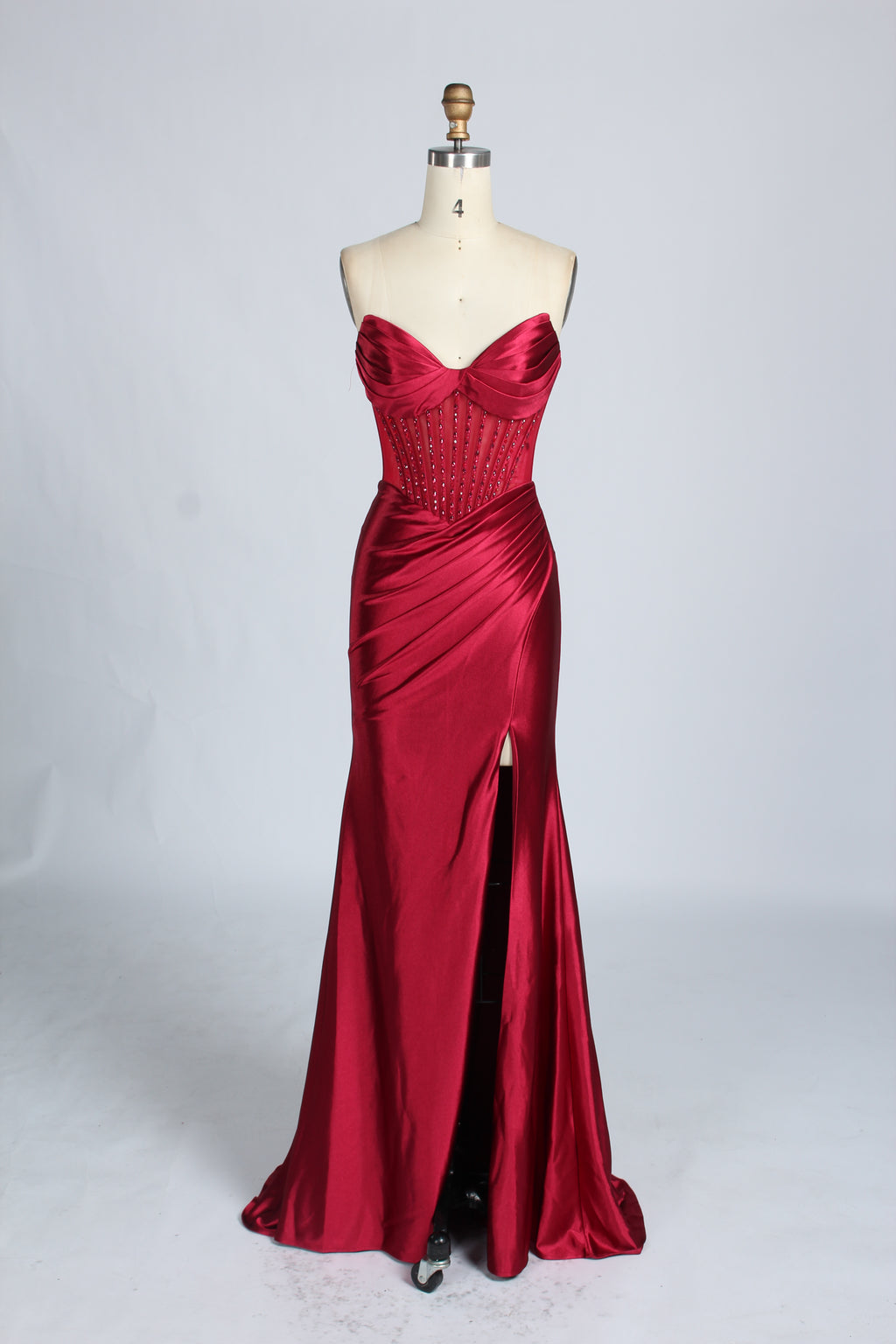 Wholesale Stunning Burgundy Satin Strapless Gown 33276