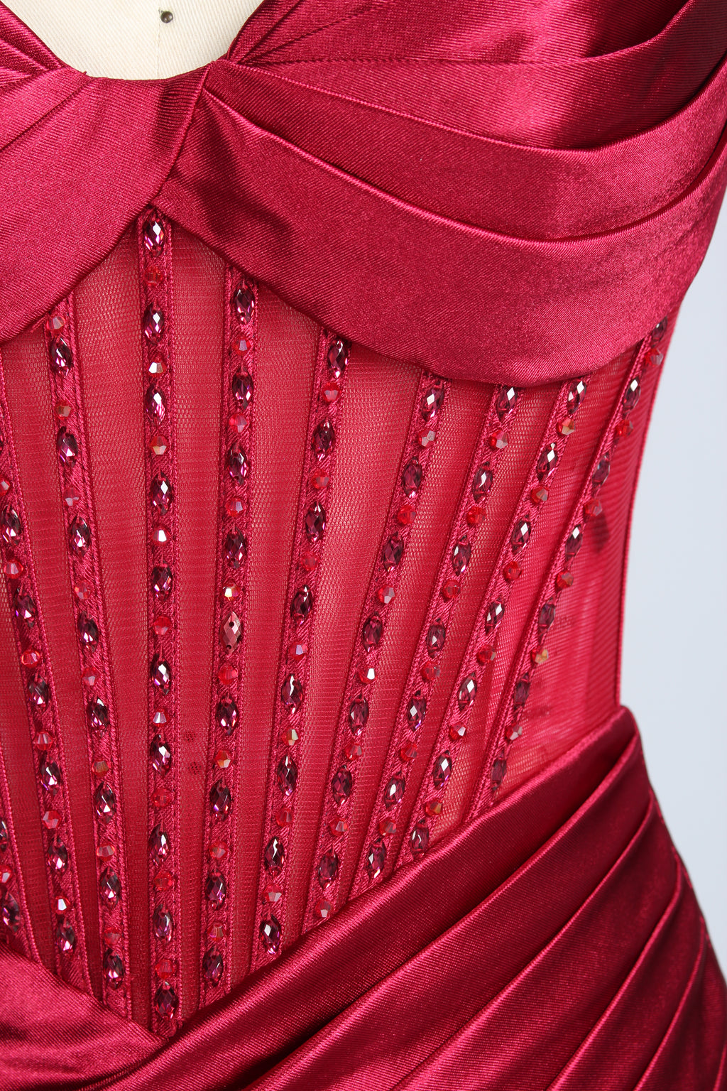 Wholesale Stunning Burgundy Satin Strapless Gown 33276