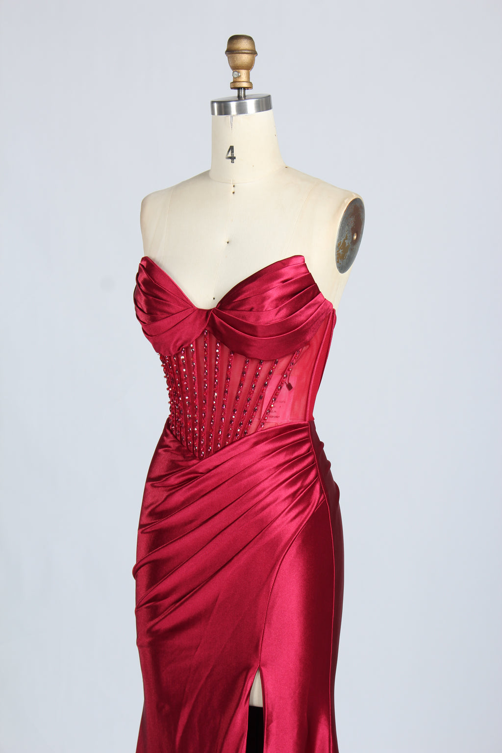 Wholesale Stunning Burgundy Satin Strapless Gown 33276