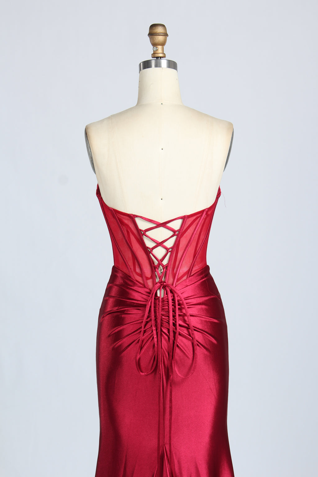 Wholesale Stunning Burgundy Satin Strapless Gown 33276