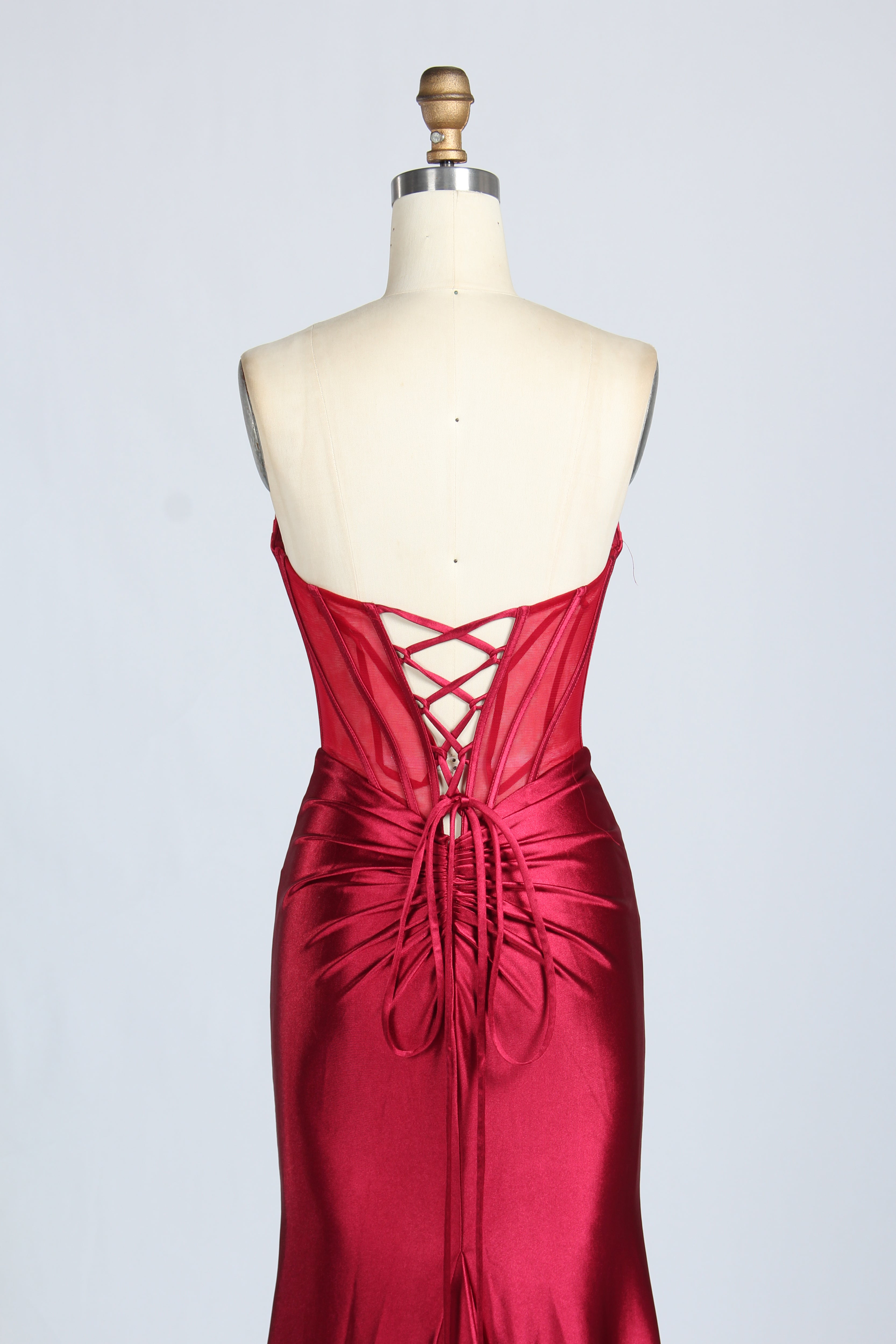 Wholesale Stunning Burgundy Satin Strapless Gown 33276