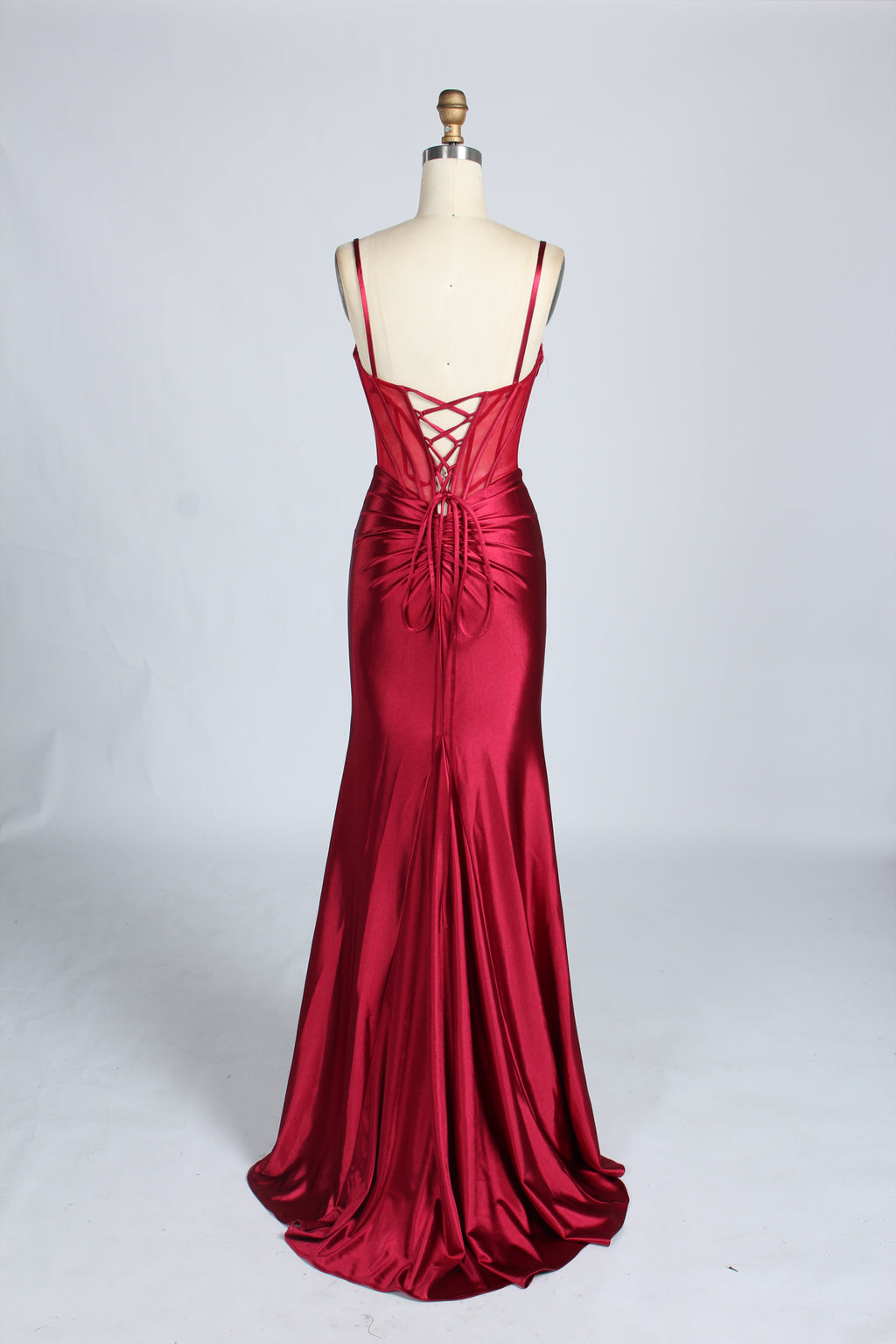 Wholesale Stunning Burgundy Satin Strapless Gown 33276