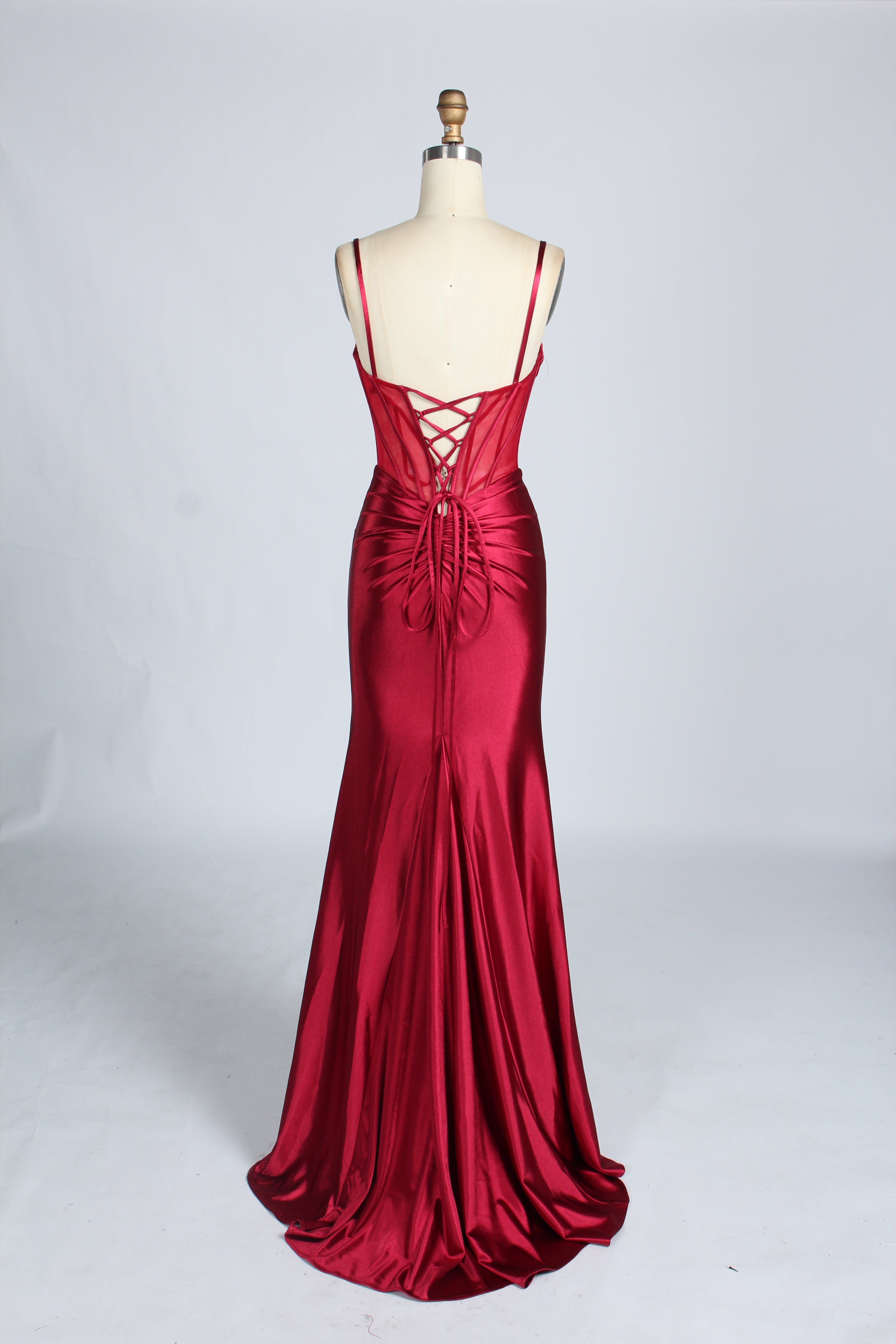 Wholesale Stunning Burgundy Satin Strapless Gown 33276