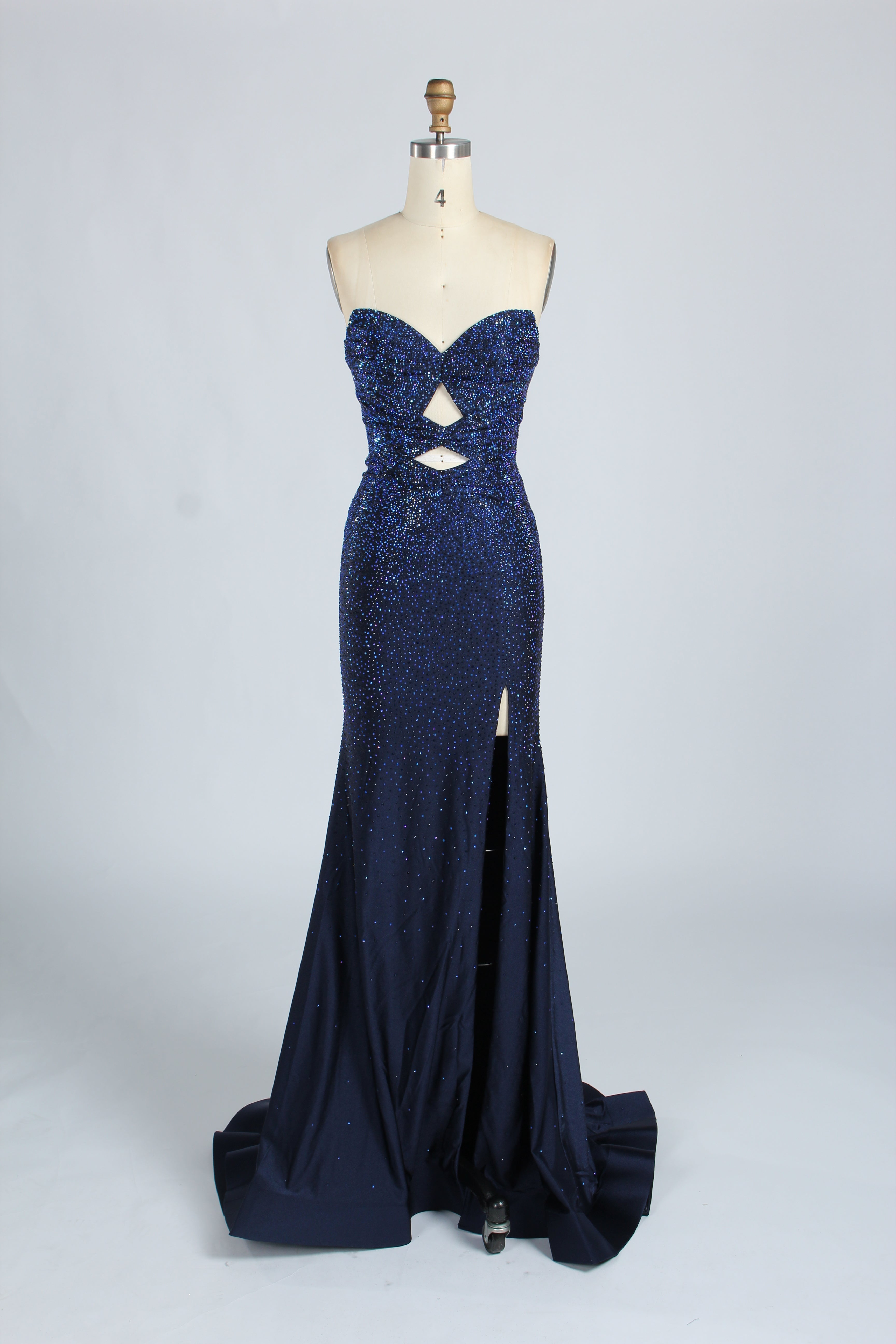Wholesale Red Crystal - Embellished Cutout Mermaid Prom Dress 33213c