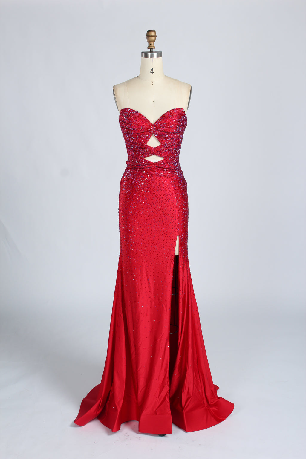 Wholesale Red Crystal - Embellished Cutout Mermaid Prom Dress 33213c