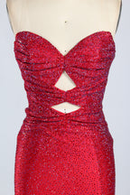 Wholesale Red Crystal - Embellished Cutout Mermaid Prom Dress 33213c