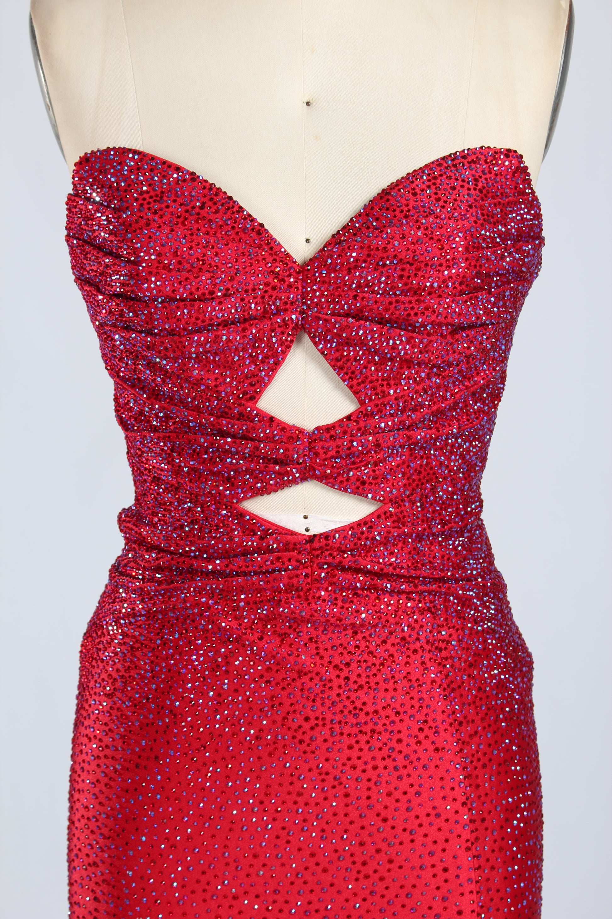 Wholesale Red Crystal - Embellished Cutout Mermaid Prom Dress 33213c