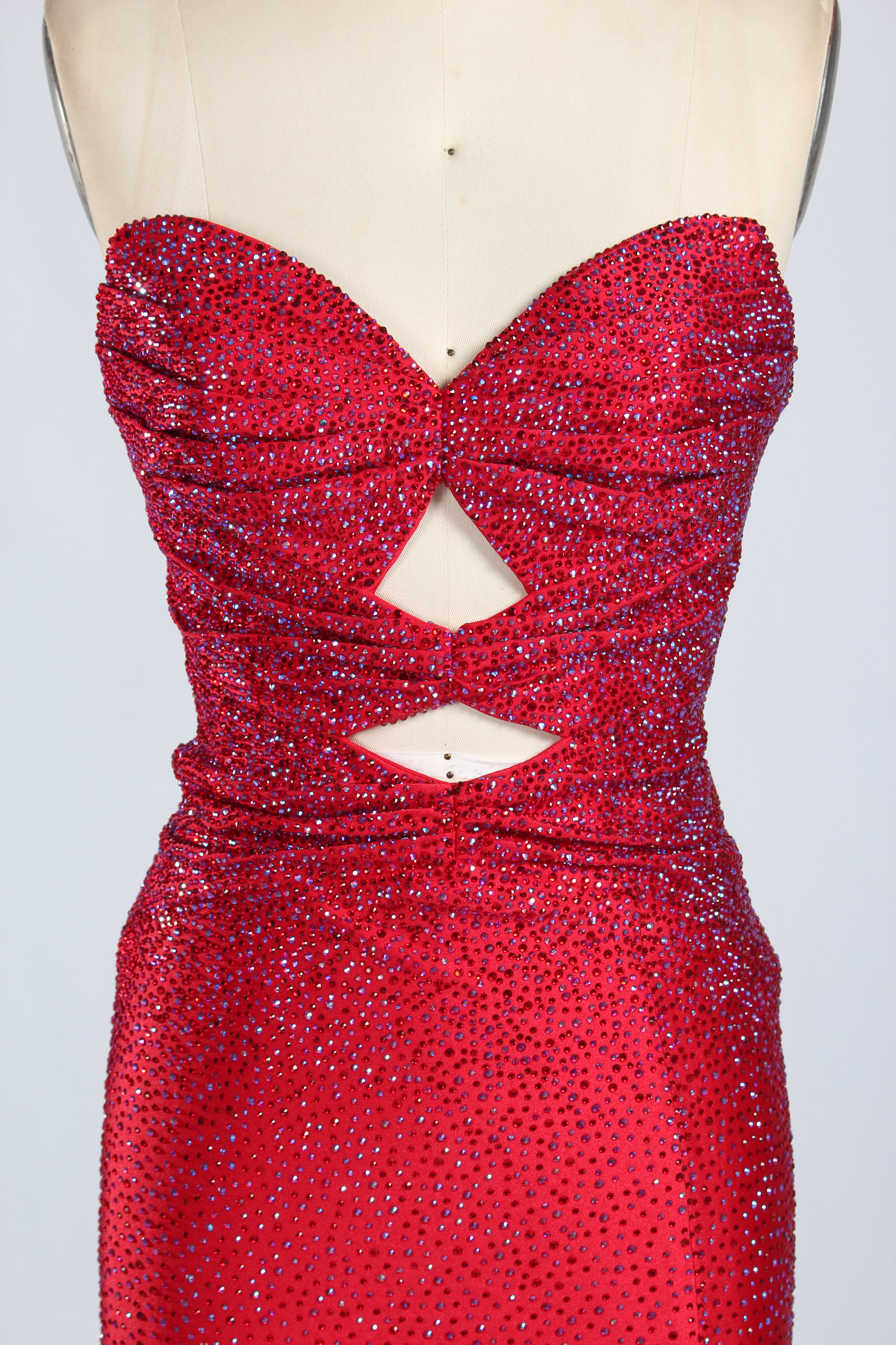 Wholesale Red Crystal - Embellished Cutout Mermaid Prom Dress 33213c