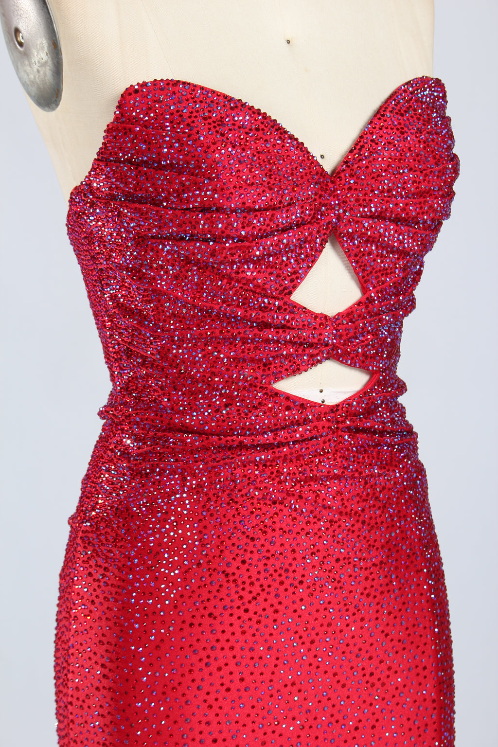 Wholesale Red Crystal - Embellished Cutout Mermaid Prom Dress 33213c