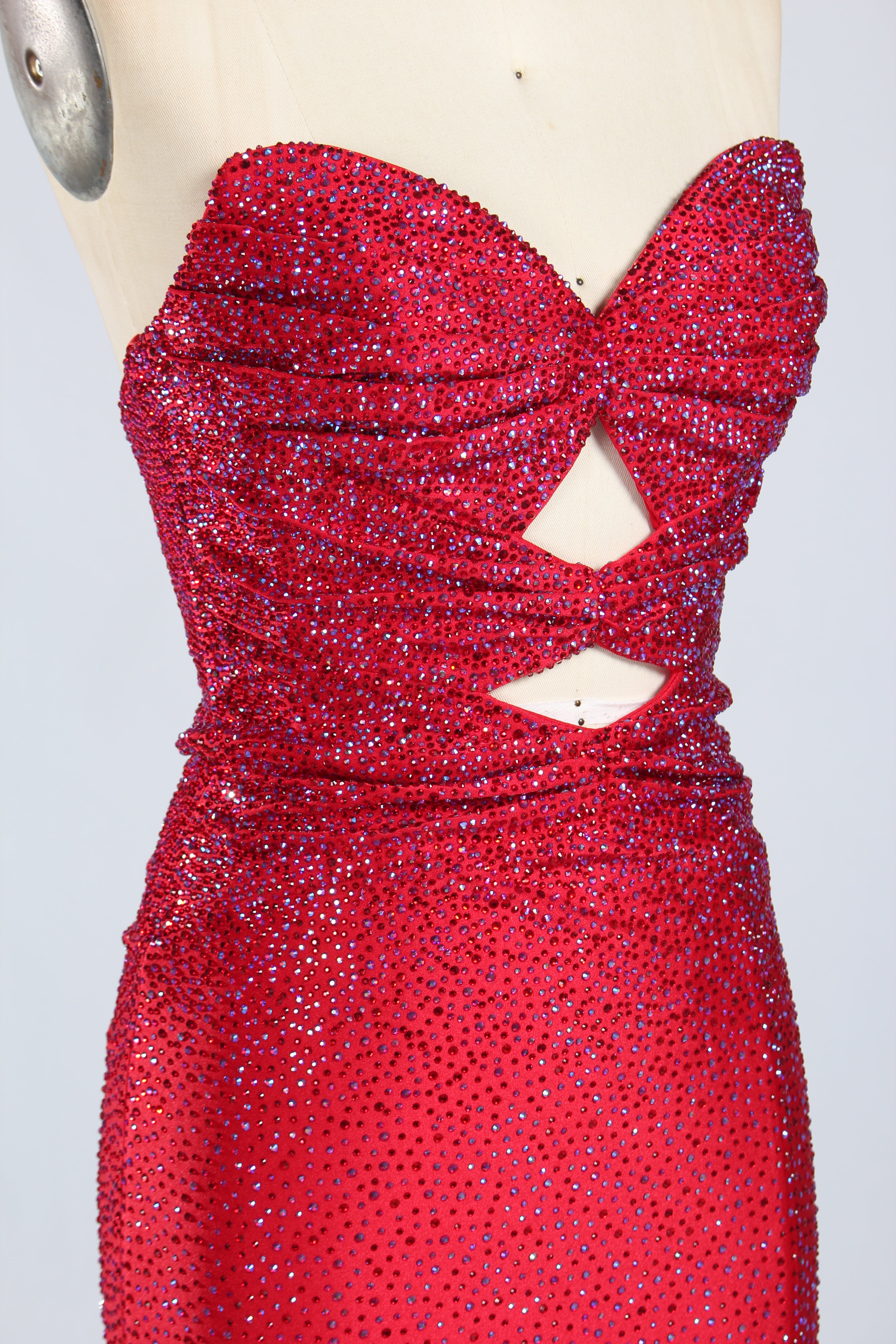 Wholesale Red Crystal - Embellished Cutout Mermaid Prom Dress 33213c