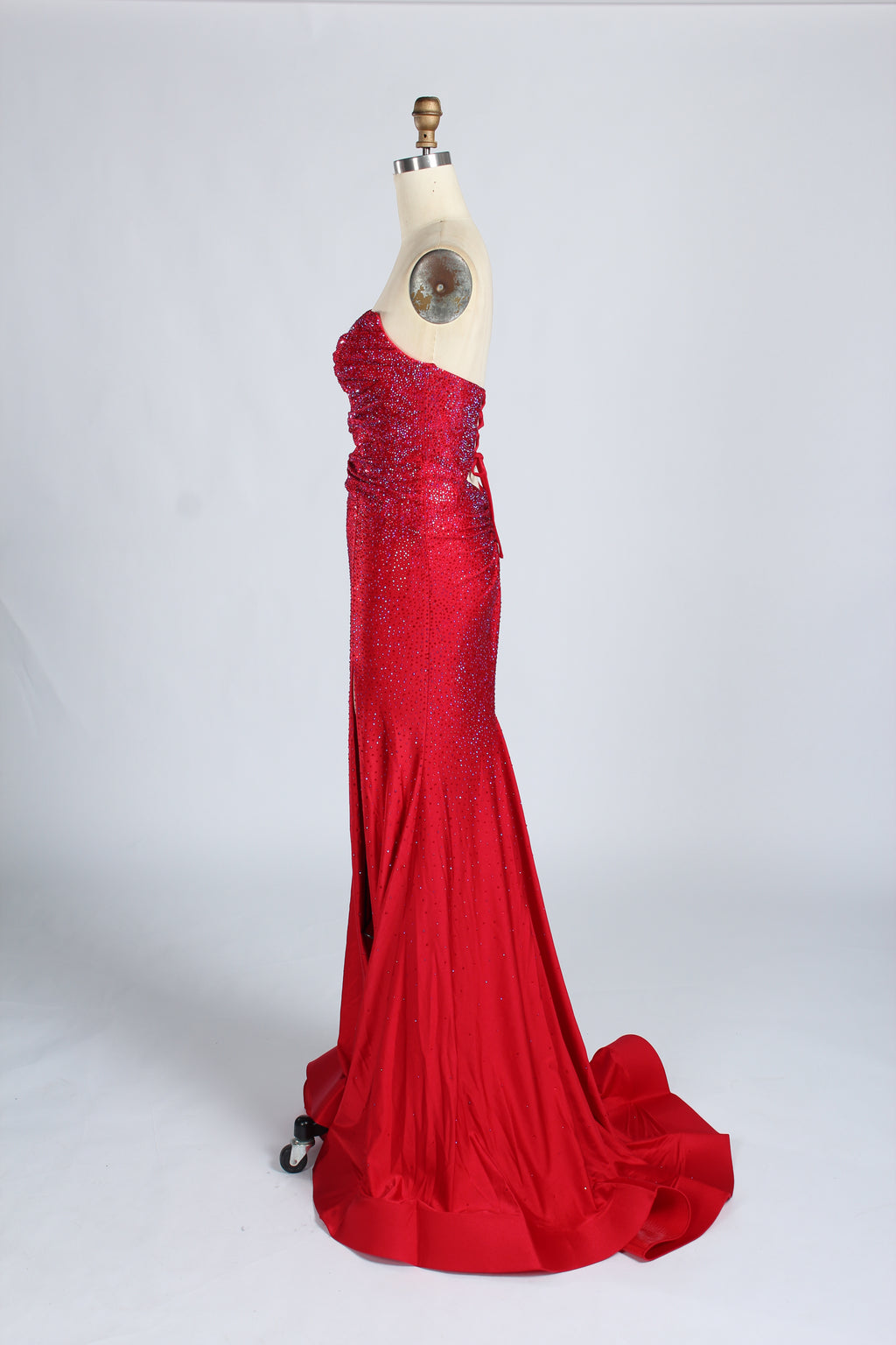 Wholesale Red Crystal - Embellished Cutout Mermaid Prom Dress 33213c
