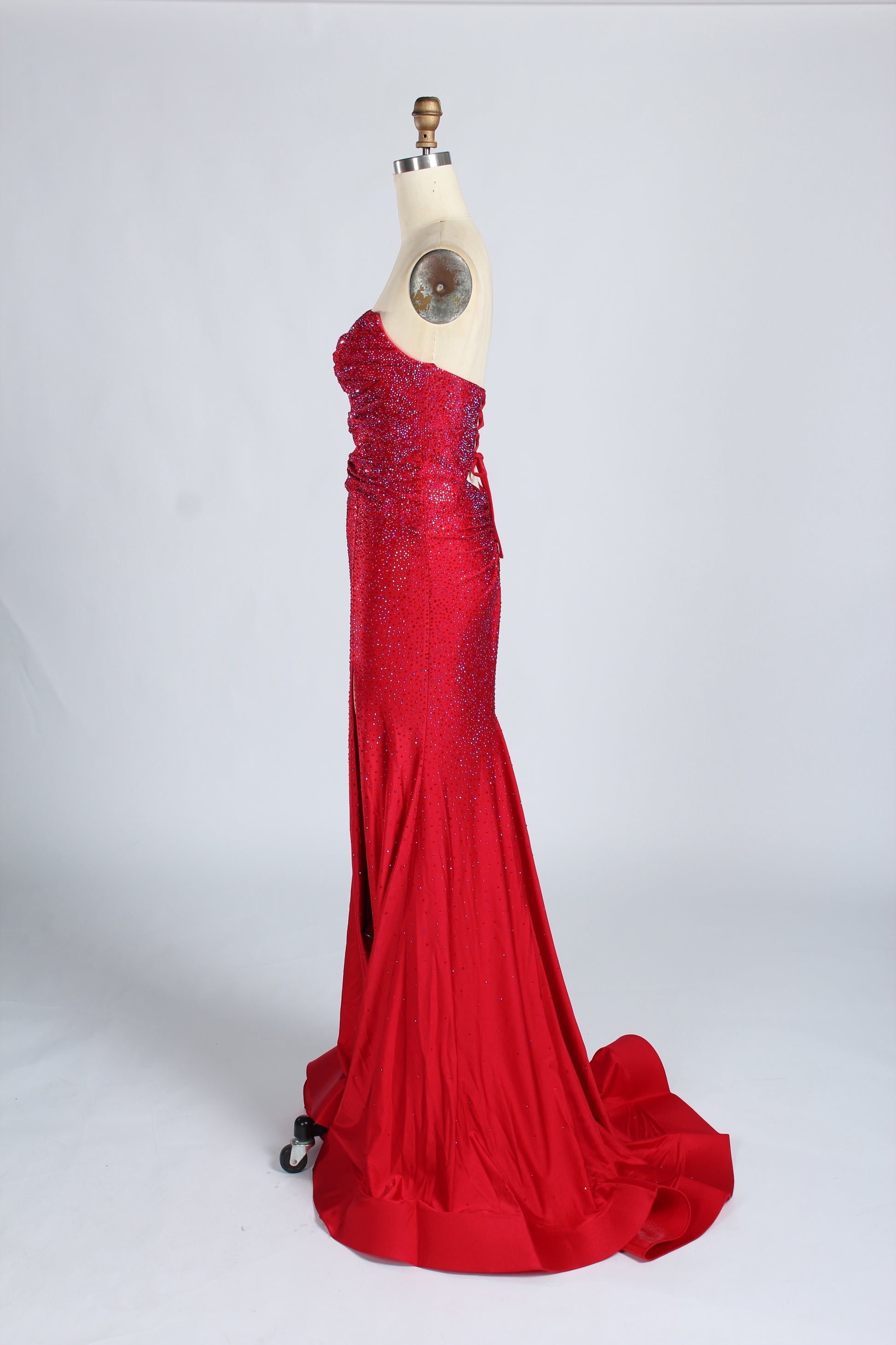 Wholesale Red Crystal - Embellished Cutout Mermaid Prom Dress 33213c
