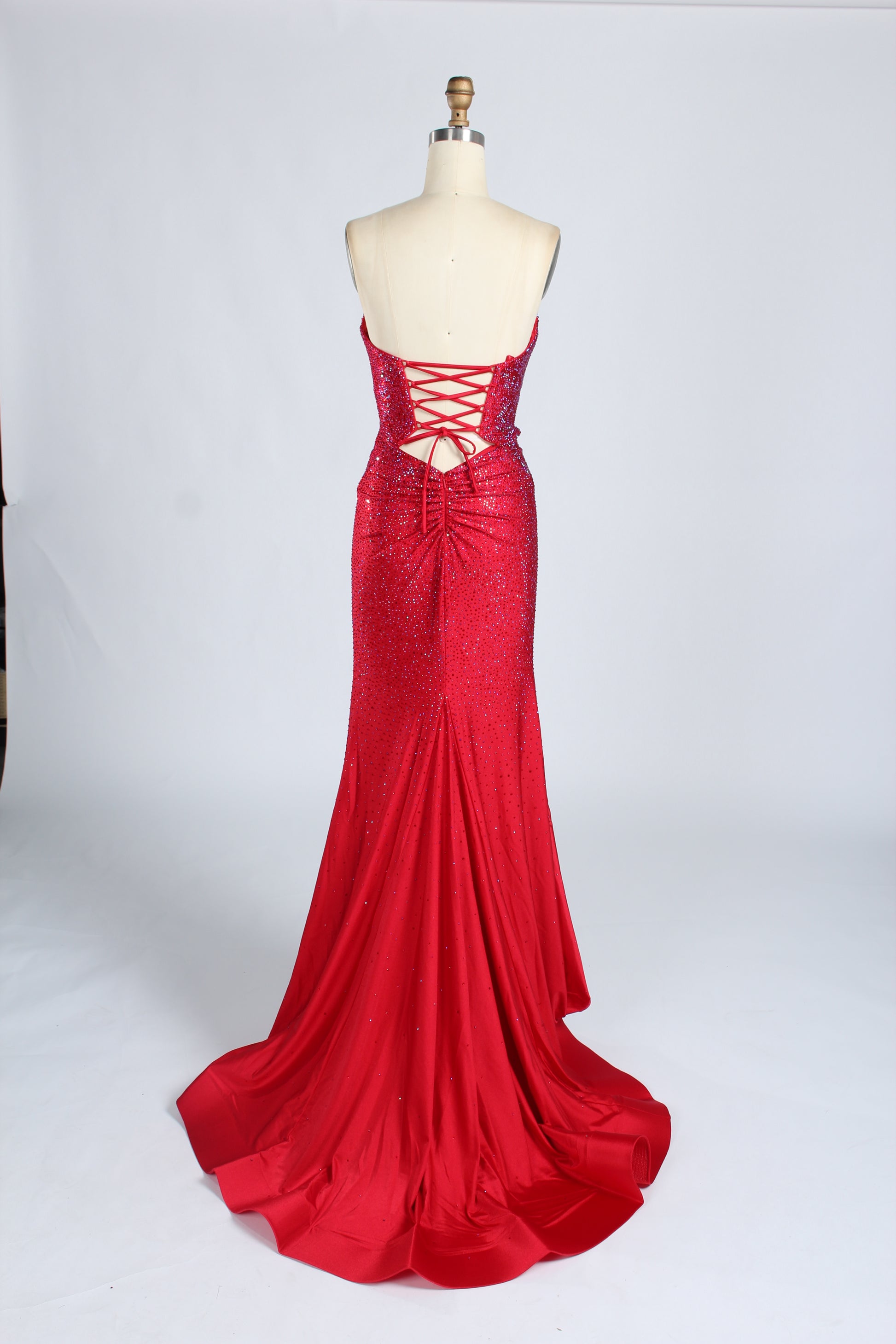 Wholesale Red Crystal - Embellished Cutout Mermaid Prom Dress 33213c