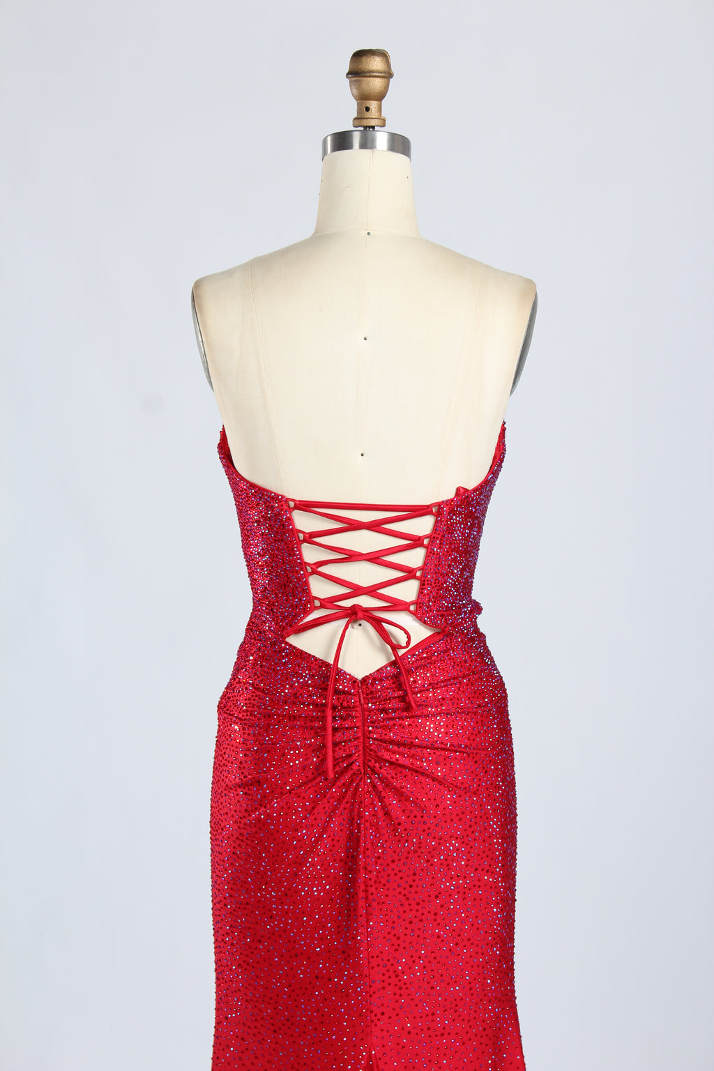 Wholesale Red Crystal - Embellished Cutout Mermaid Prom Dress 33213c