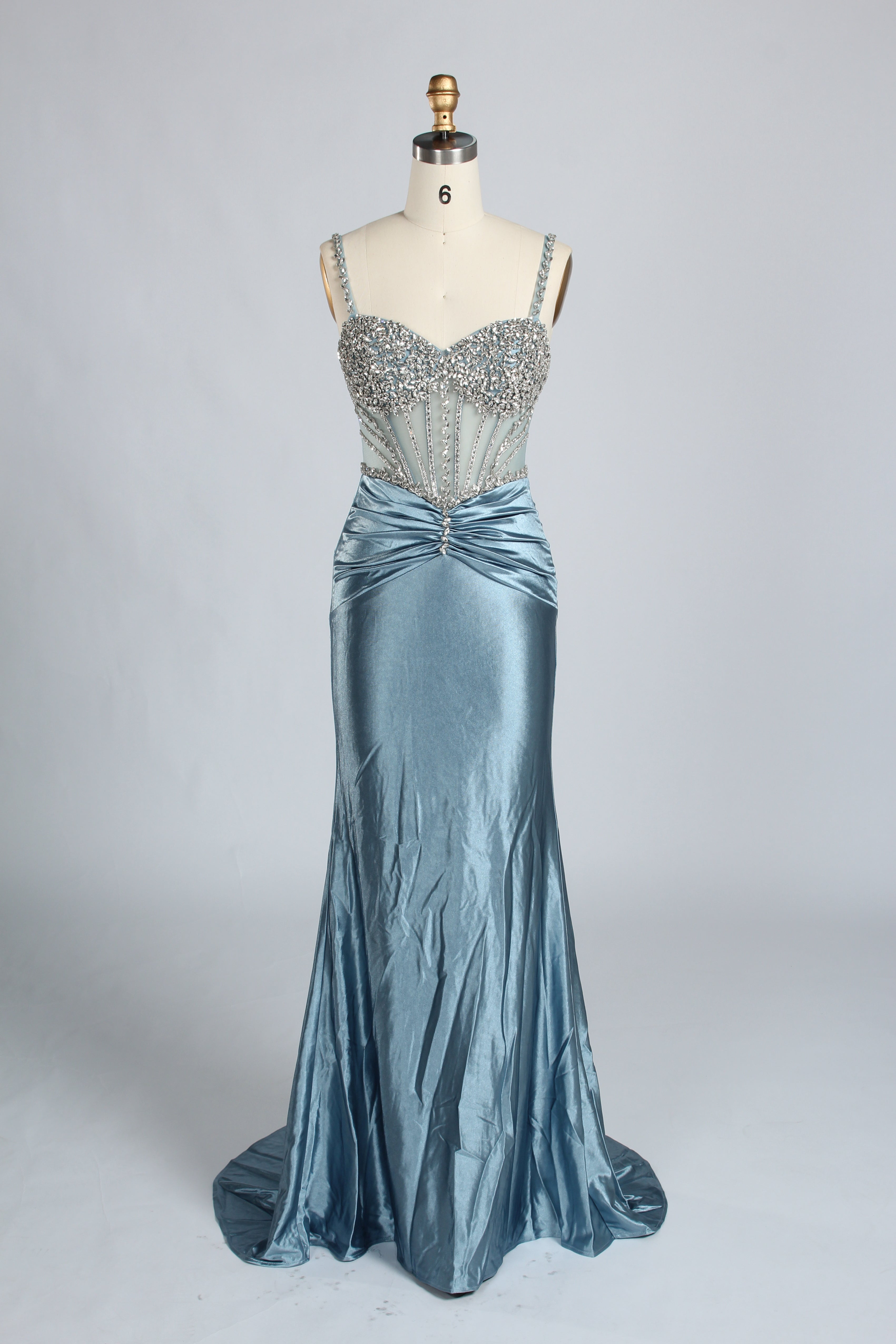 Wholesale Pink Beaded Spaghetti Strap Corset Mermaid Prom Dress 33271