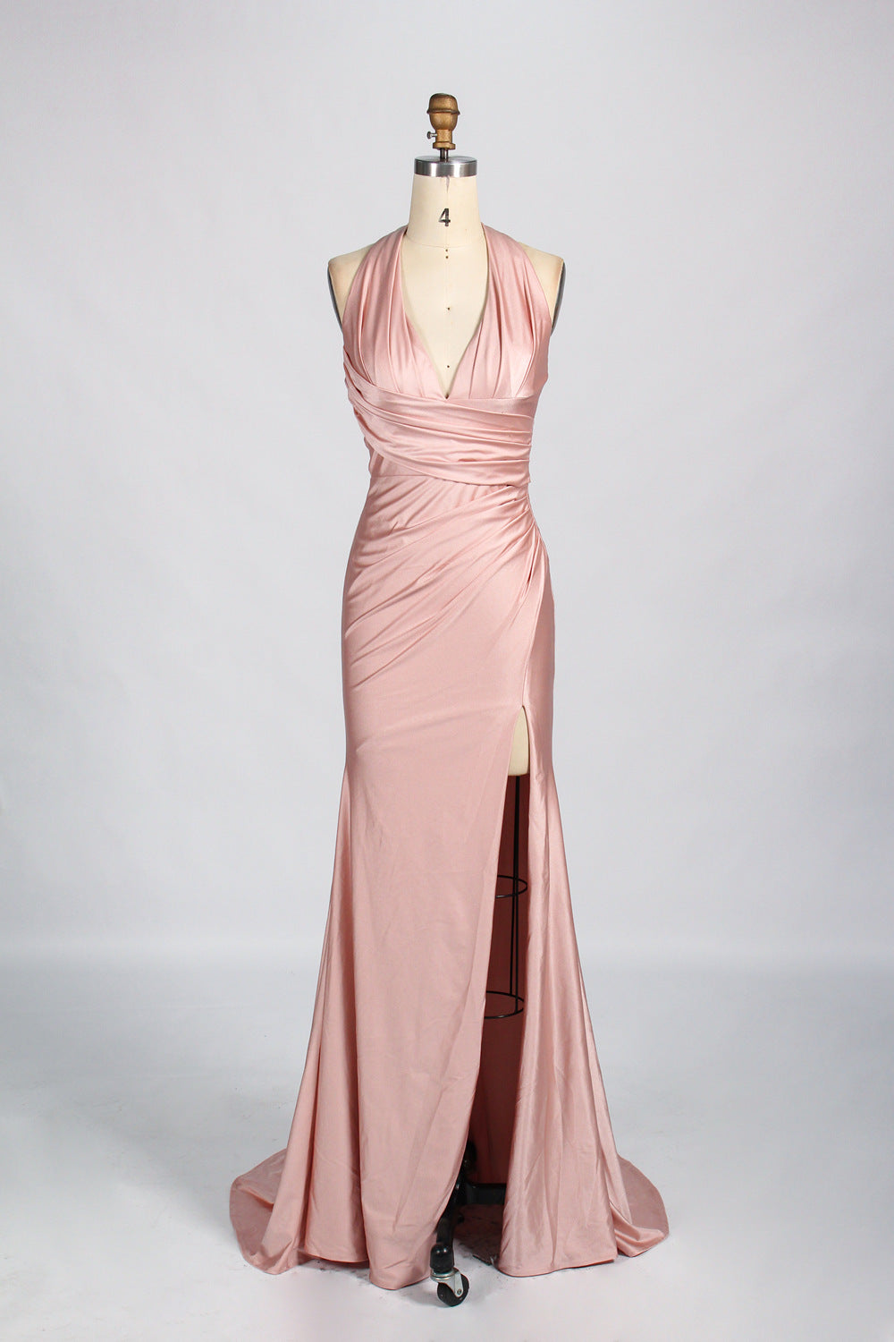 Classic Simple  Plus-Size Satin Slit Prom Dress – Sexy Wholesale 33035