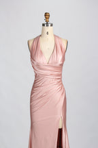 Classic Simple  Plus-Size Satin Slit Prom Dress – Sexy Wholesale 33035