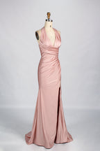 Classic Simple  Plus-Size Satin Slit Prom Dress – Sexy Wholesale 33035
