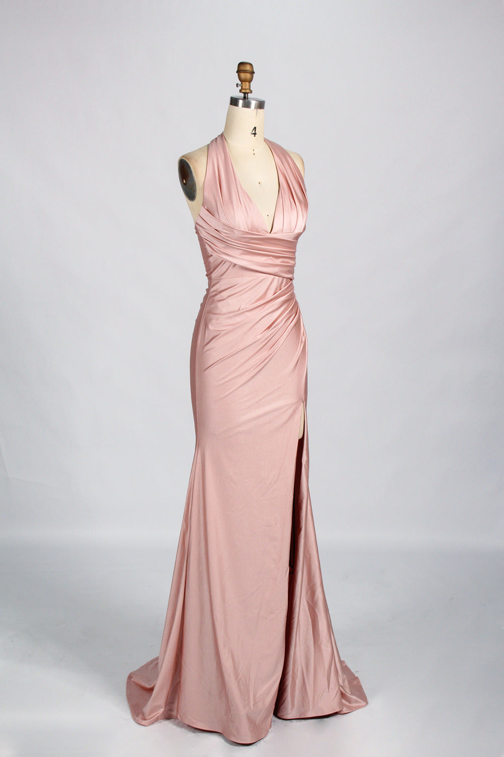 Classic Simple  Plus-Size Satin Slit Prom Dress – Sexy Wholesale 33035