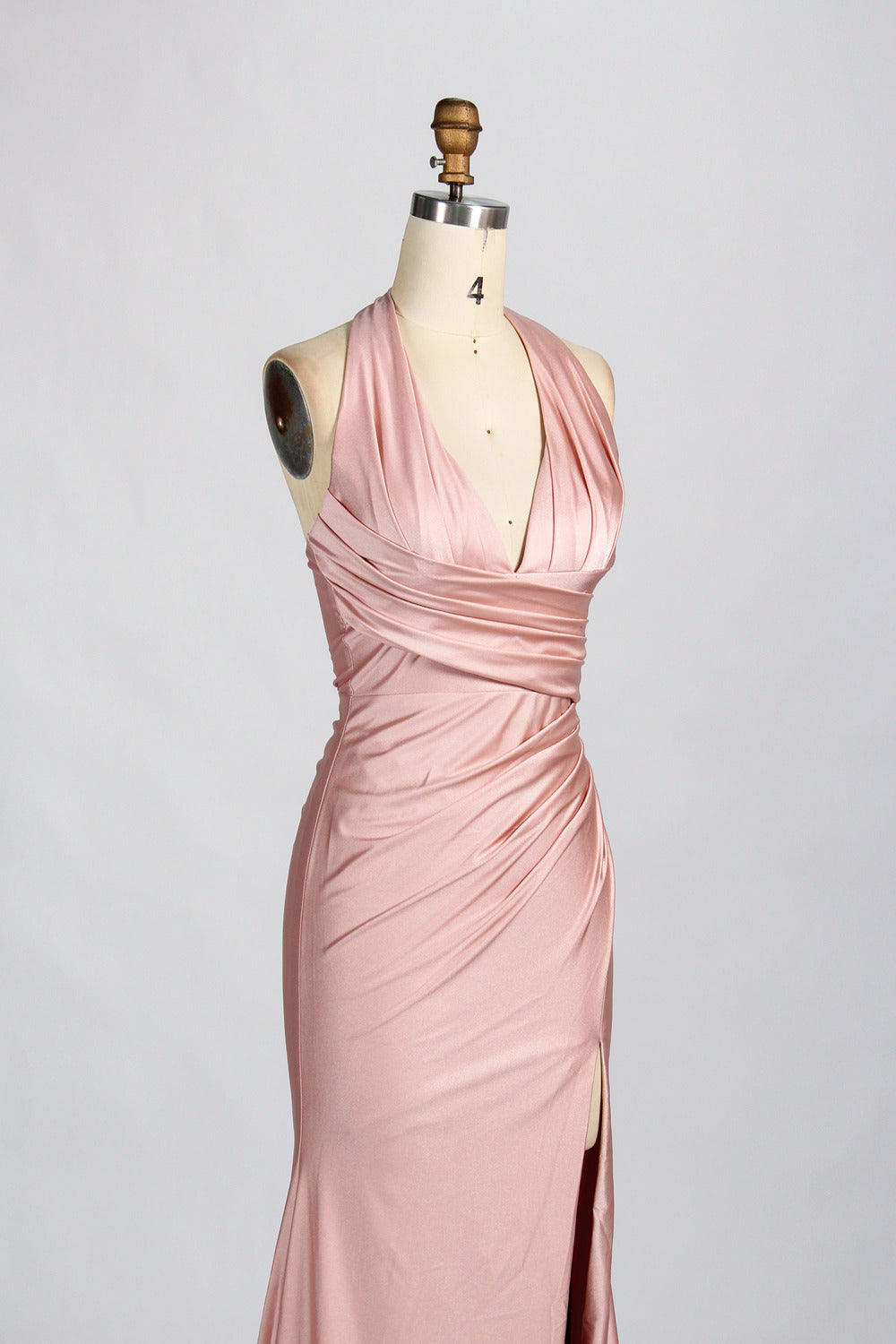 Classic Simple  Plus-Size Satin Slit Prom Dress – Sexy Wholesale 33035