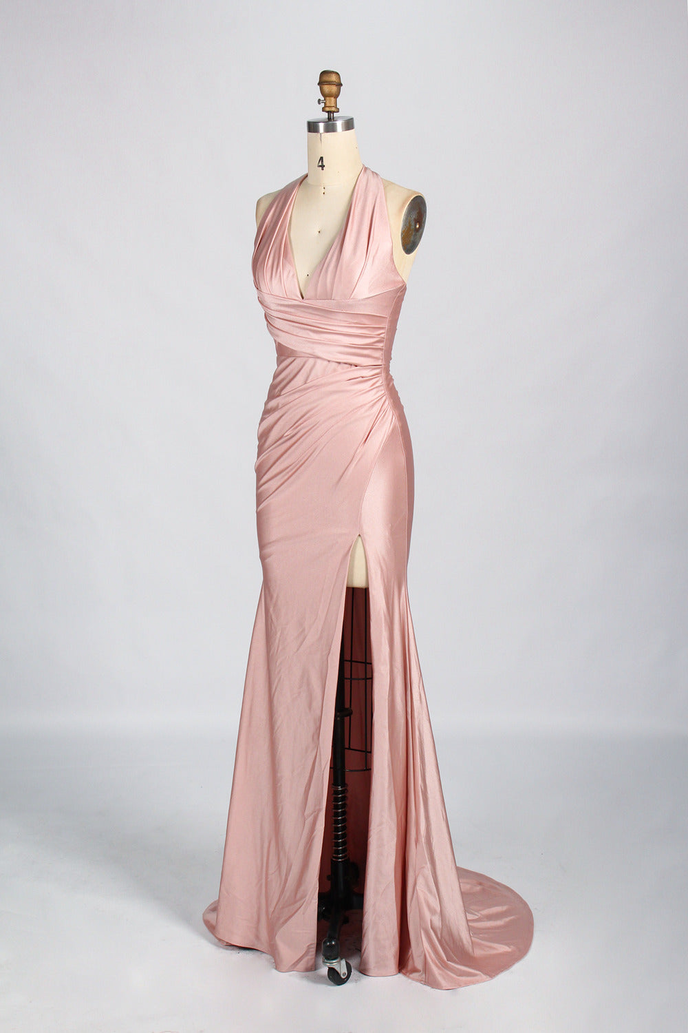 Classic Simple  Plus-Size Satin Slit Prom Dress – Sexy Wholesale 33035