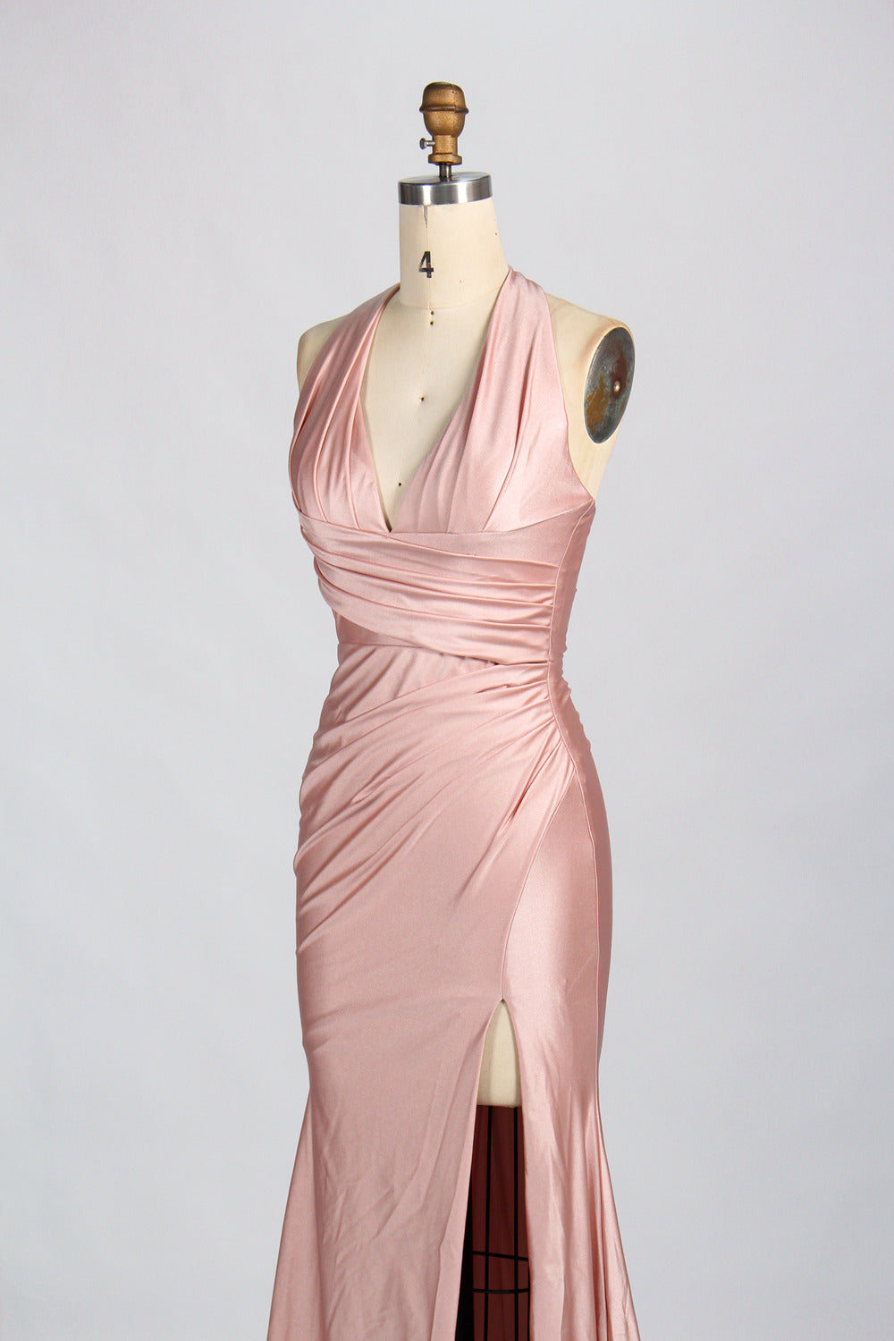 Classic Simple  Plus-Size Satin Slit Prom Dress – Sexy Wholesale 33035