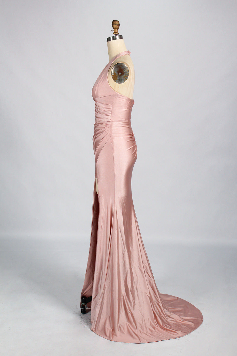 Classic Simple  Plus-Size Satin Slit Prom Dress – Sexy Wholesale 33035