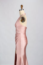 Classic Simple  Plus-Size Satin Slit Prom Dress – Sexy Wholesale 33035