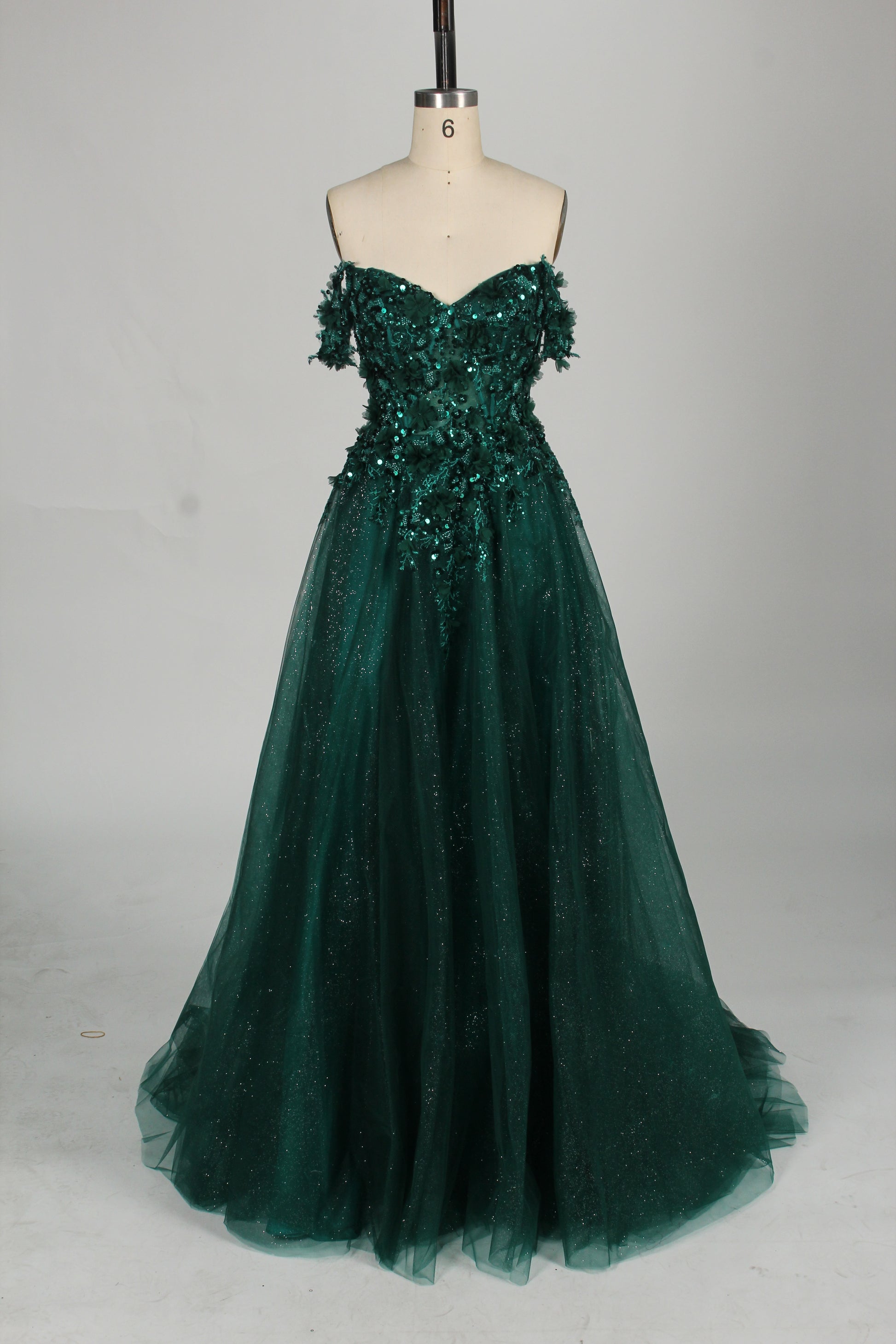 Wholesale Strapless 3D Floral Tulle Prom Dress 33014