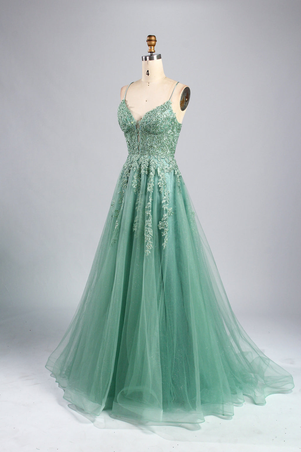 Wholesale Mint Green Lace Prom Dress with Criss-Cross Back 32889