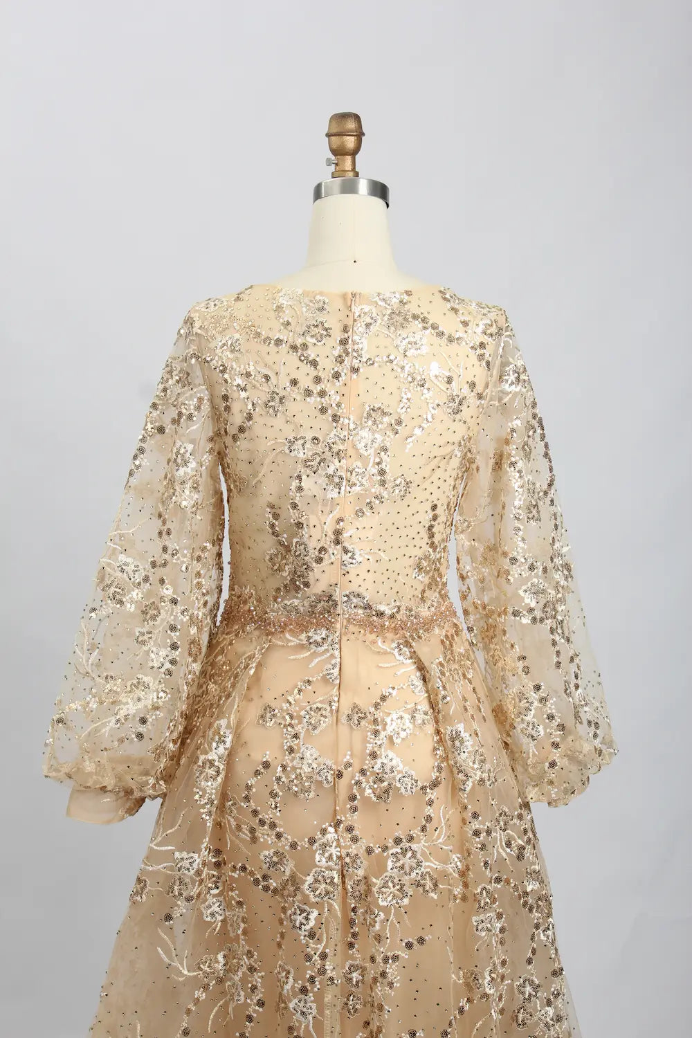 Lace V-Neck A-Line Mother of the Bride Dress with Long Sleeves MK101