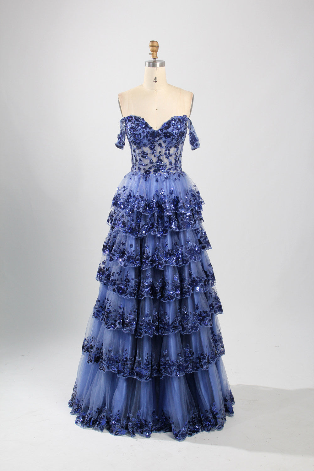 Whimsical Layered Lace Petal Prom Dress - Wholesale 32979