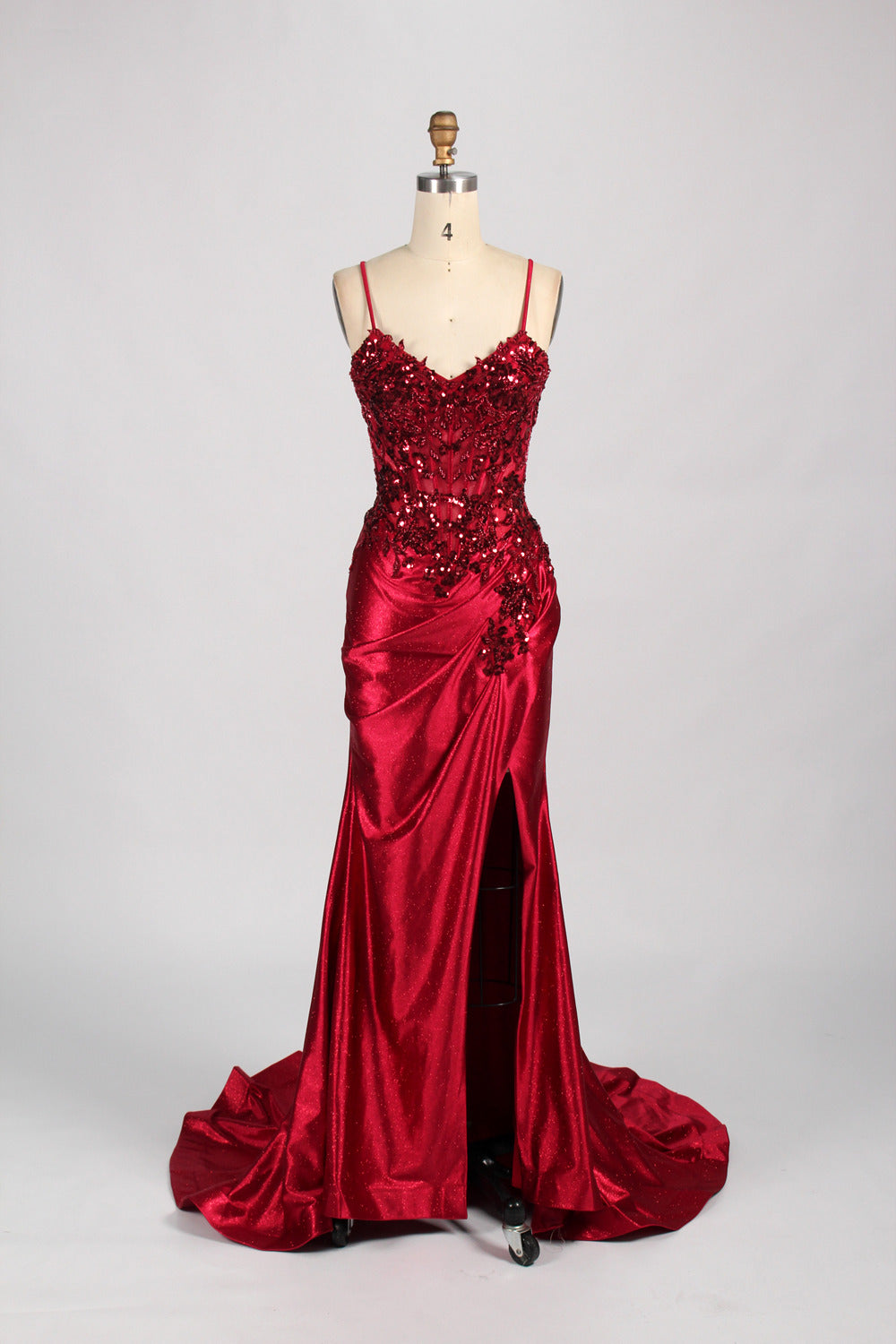 Wholesale  Satin Lace Slit Prom Dress – Timeless Elegance 33036