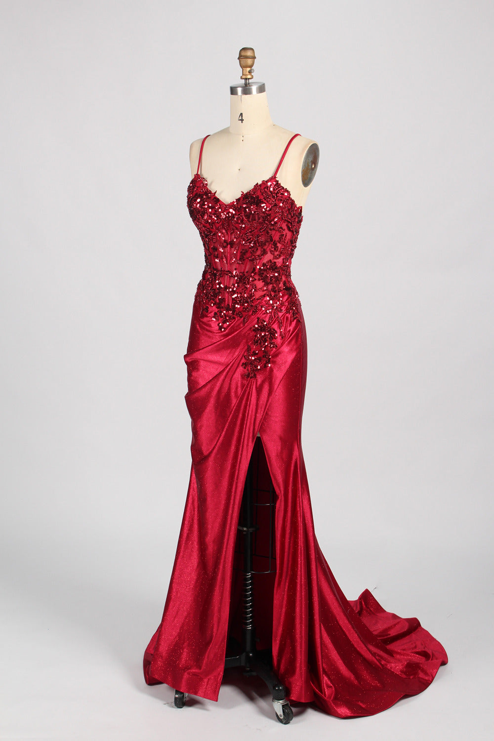 Wholesale  Satin Lace Slit Prom Dress – Timeless Elegance 33036