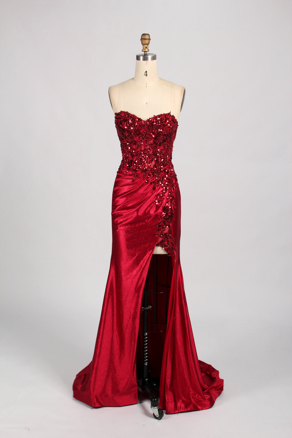 Wholesale Glamorous Strapless Red Sequin - Embellished 33037