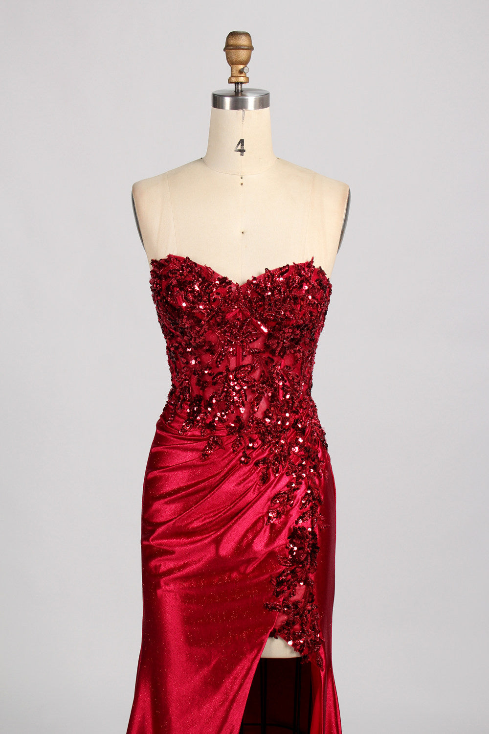 Wholesale Glamorous Strapless Red Sequin - Embellished 33037