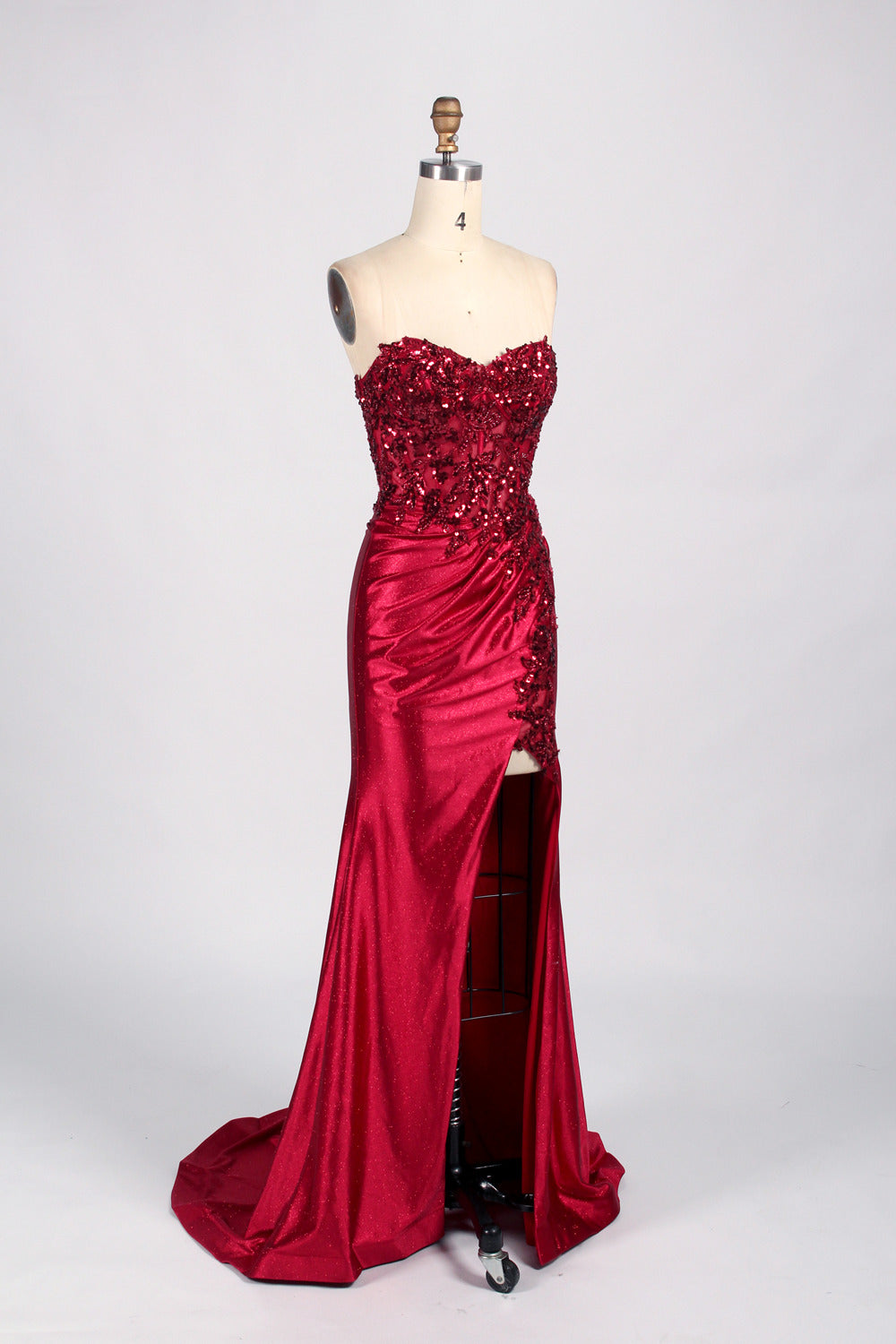 Wholesale Glamorous Strapless Red Sequin - Embellished 33037
