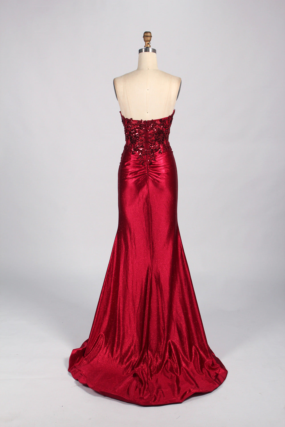 Wholesale Glamorous Strapless Red Sequin - Embellished 33037