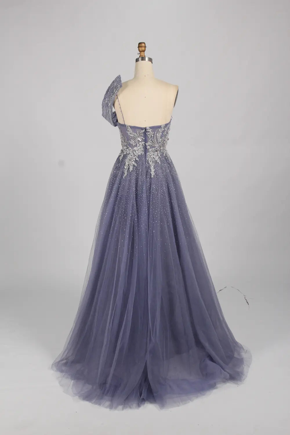 Luxury Elegant One Shoulder Sequined A Line Evening Dress MK151