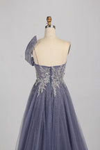Luxury Elegant One Shoulder Sequined A Line Evening Dress MK151