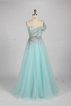 Luxury Elegant One Shoulder Sequined A Line Evening Dress MK151